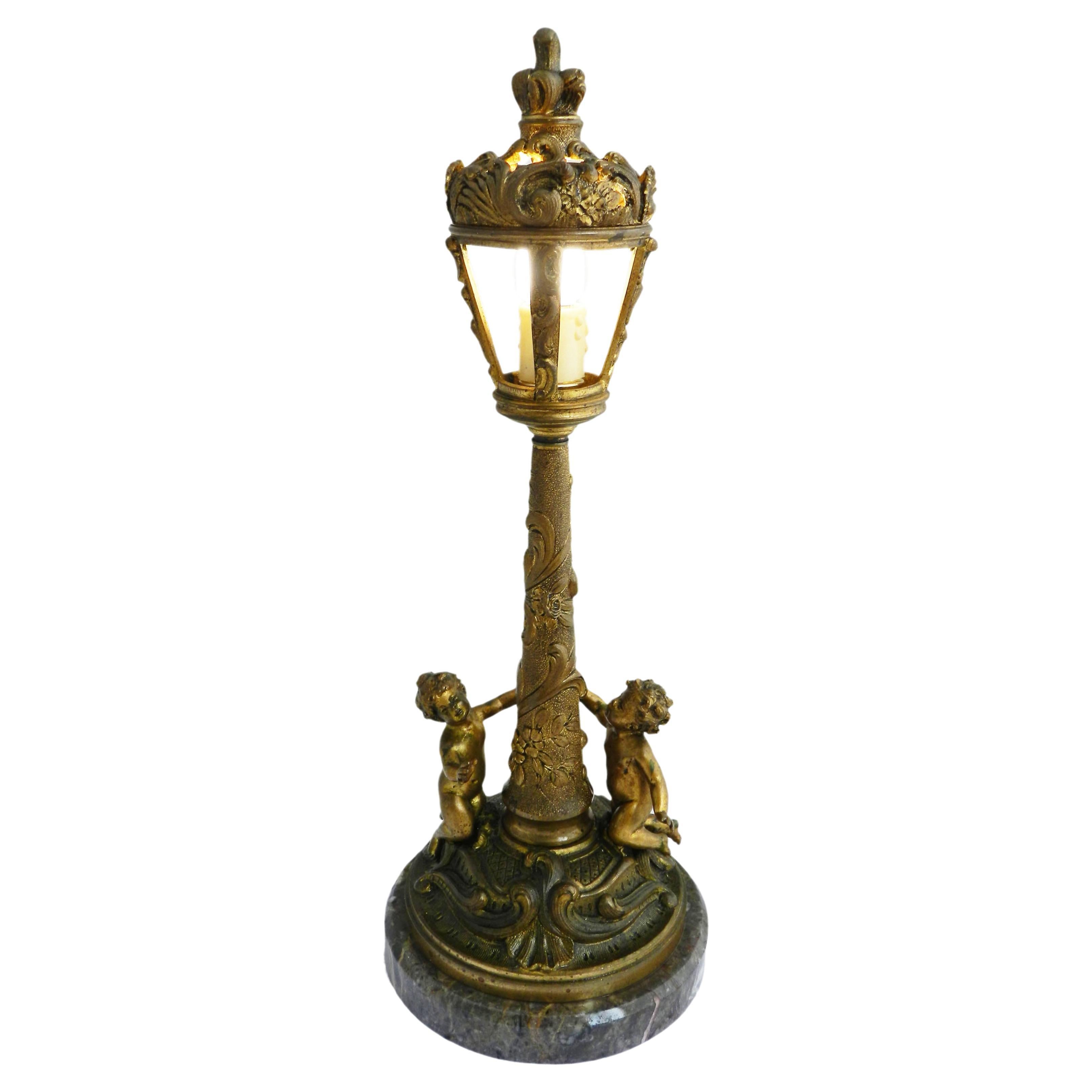 Antike Cherub Lampe Französisch Licht c1900-1910 