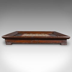 Antique Chess Board Set, English Painted Glass, Pine, Parlour Game, Edwardian