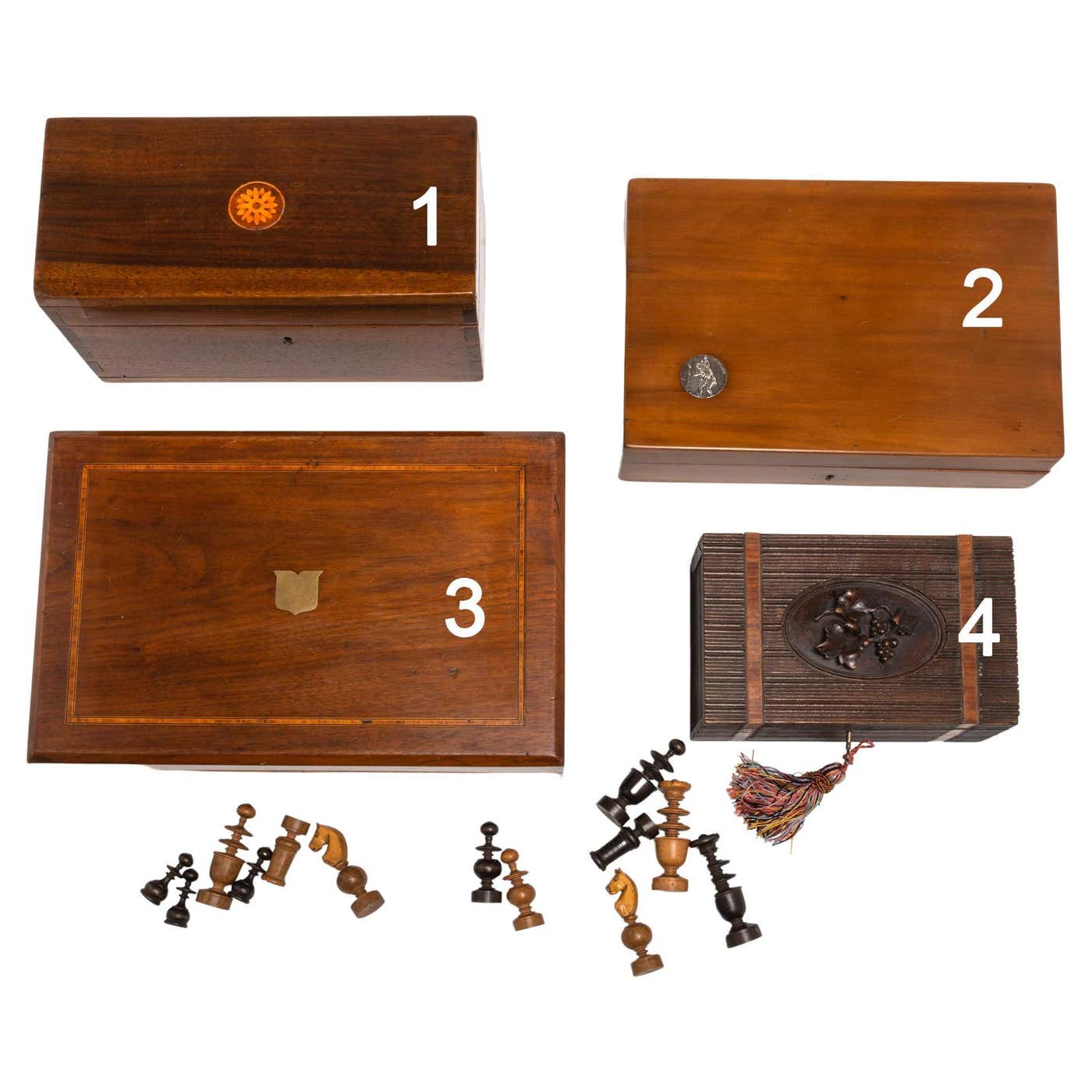Chess Box Back Antique Chess Storage Wooden Boxes For Sale at 1stDibs | vintage wooden ...