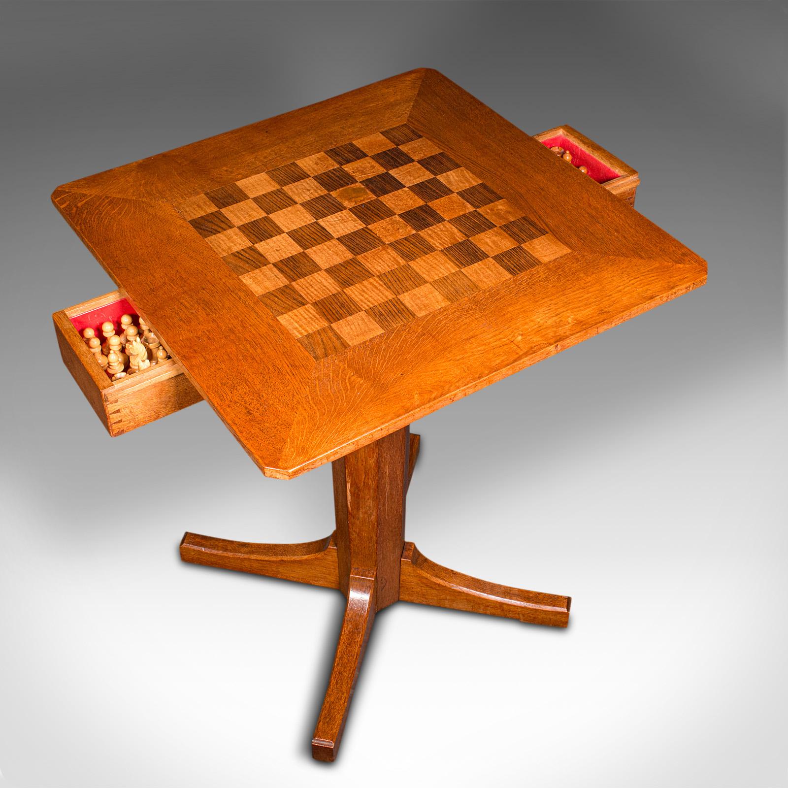 Antique Chess Table, English Oak, Games Table, Cotswold School, Mid 20th Century For Sale 2