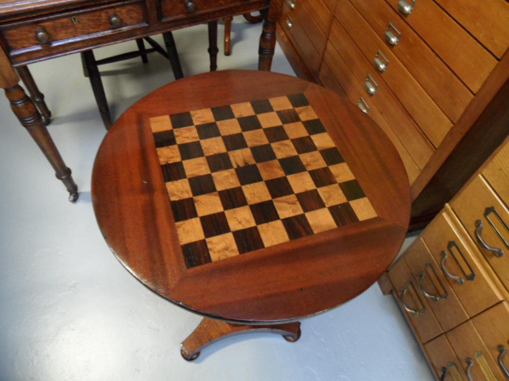 Antique chess table made in the UK circa 1850-1880.