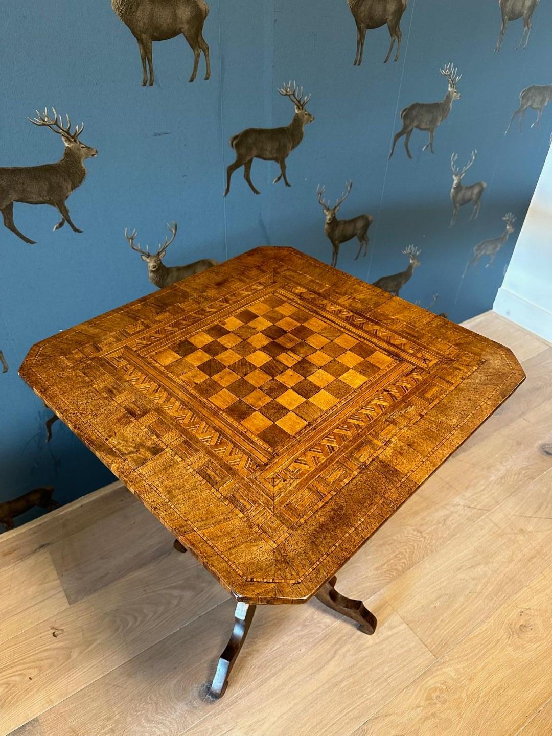 Walnut Antique Chess Table For Sale