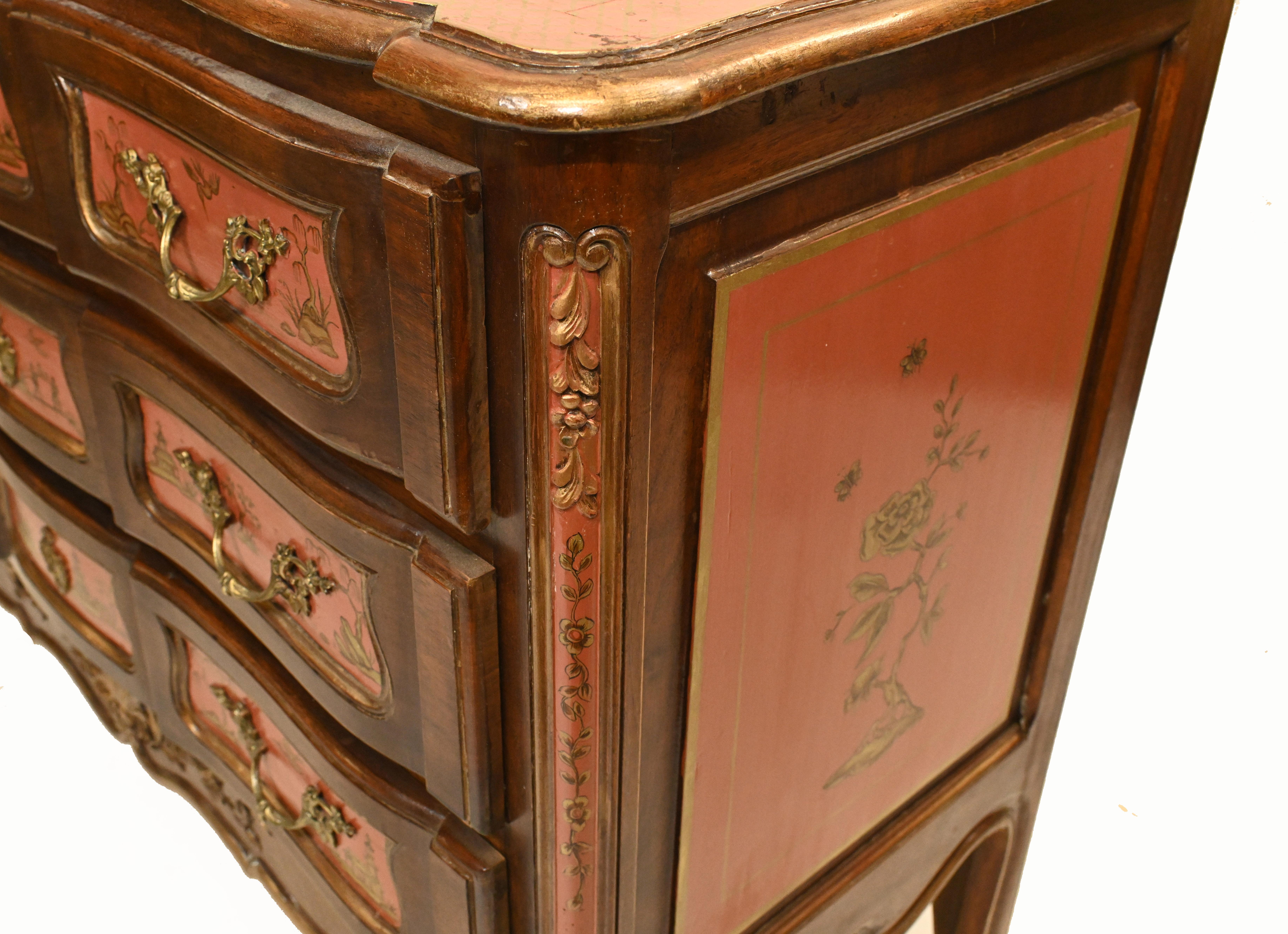 Antique Chest Drawers Commode Chinese Lacquer Chinoiserie, 1890 For Sale 11