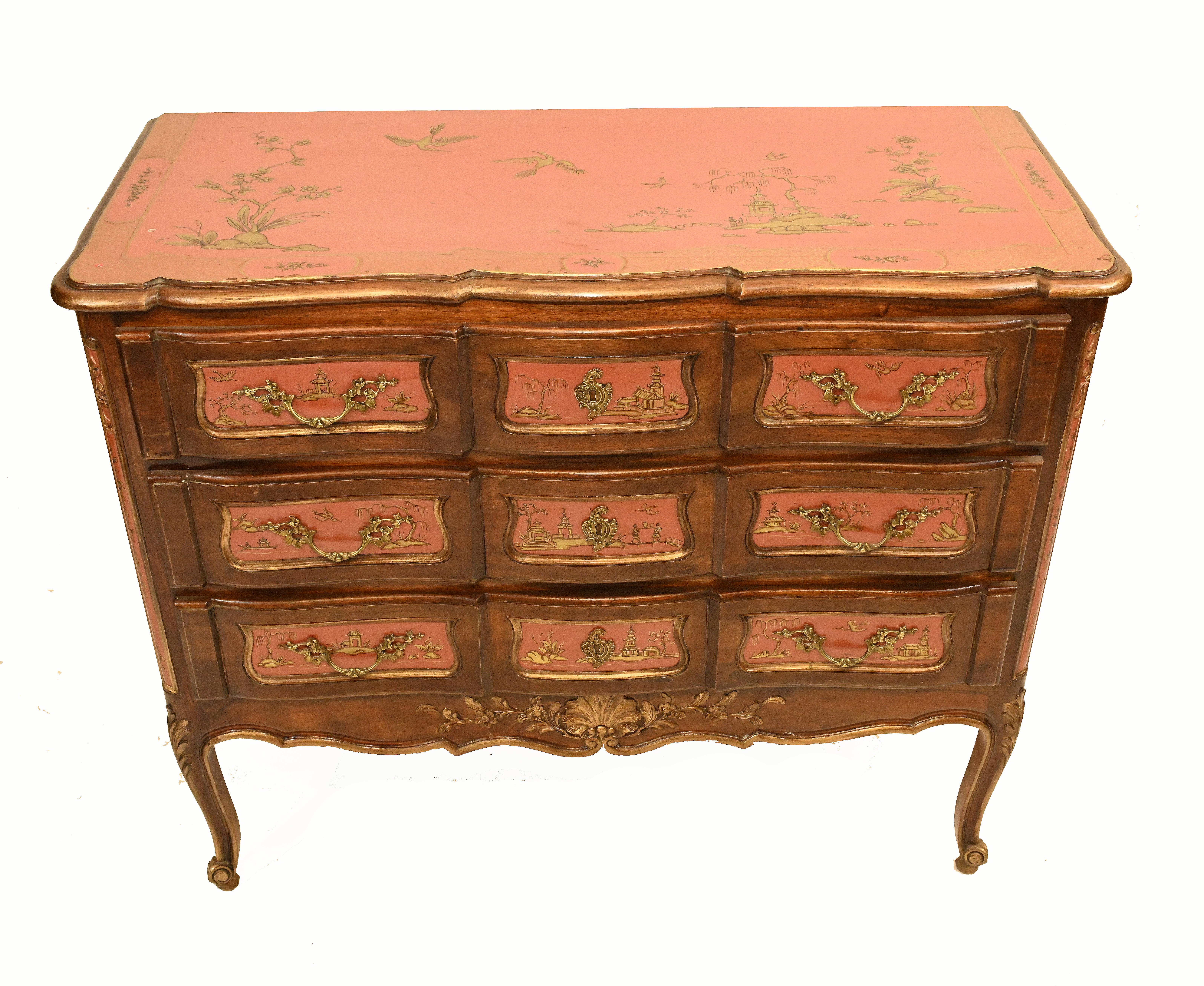 Antique Chest Drawers Commode Chinese Lacquer Chinoiserie, 1890 In Good Condition For Sale In Potters Bar, GB
