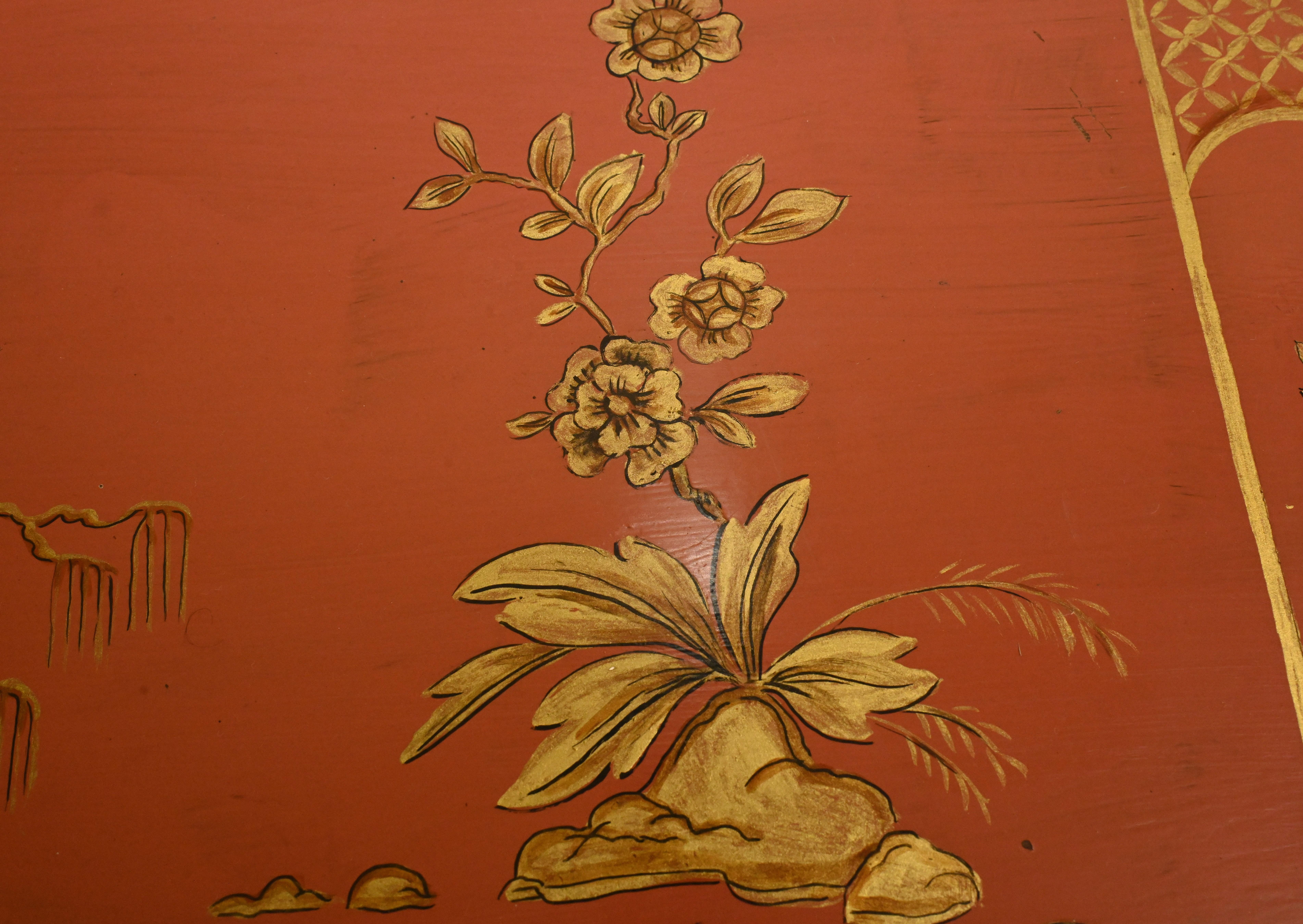 Antique Chest Drawers Commode Chinese Lacquer Chinoiserie, 1890 For Sale 3