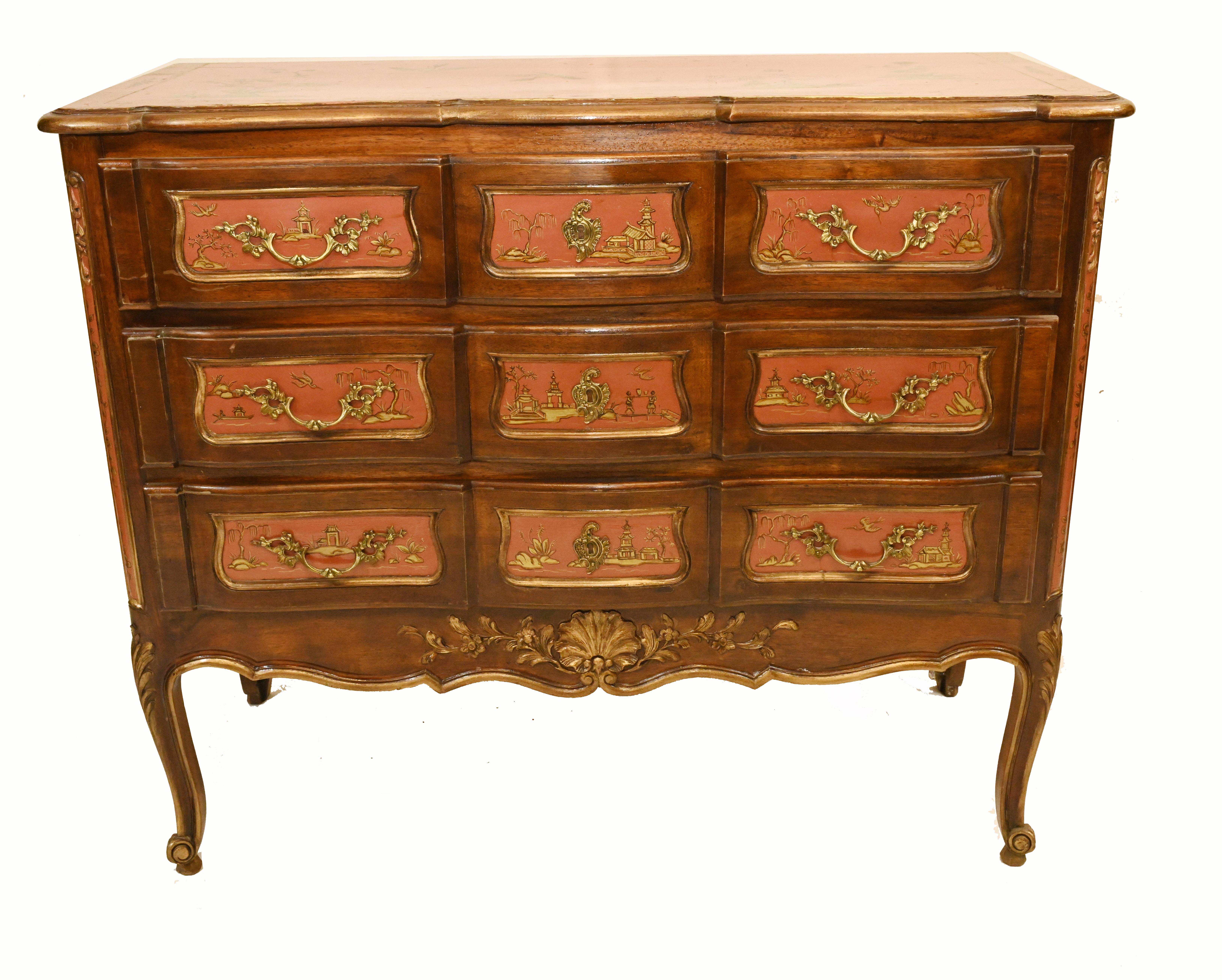 Antique Chest Drawers Commode Chinese Lacquer Chinoiserie, 1890 For Sale 4