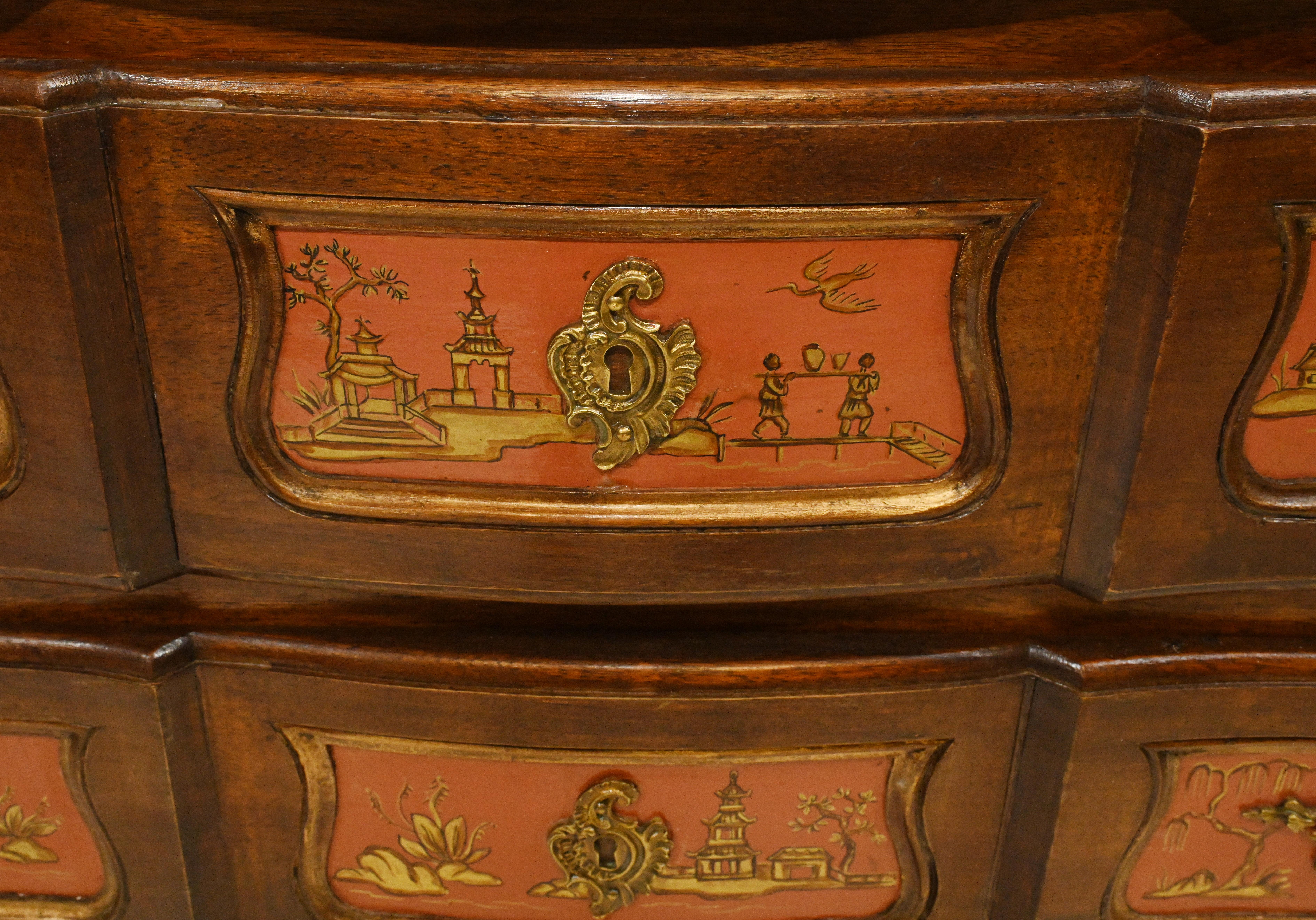 Antique Chest Drawers Commode Chinese Lacquer Chinoiserie, 1890 For Sale 5
