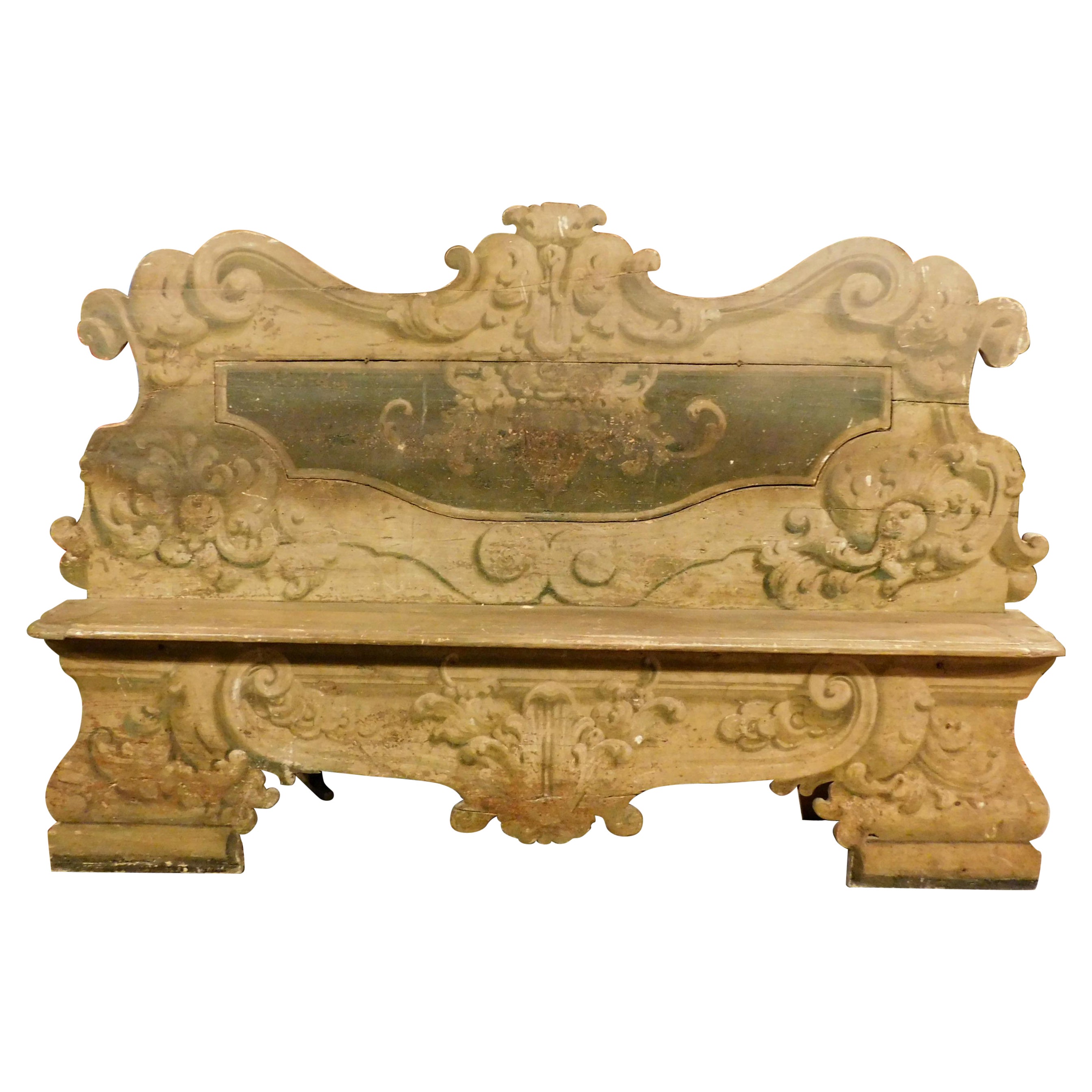 Ancienne commode en bois laqué et peint du 18ème siècle en Italie