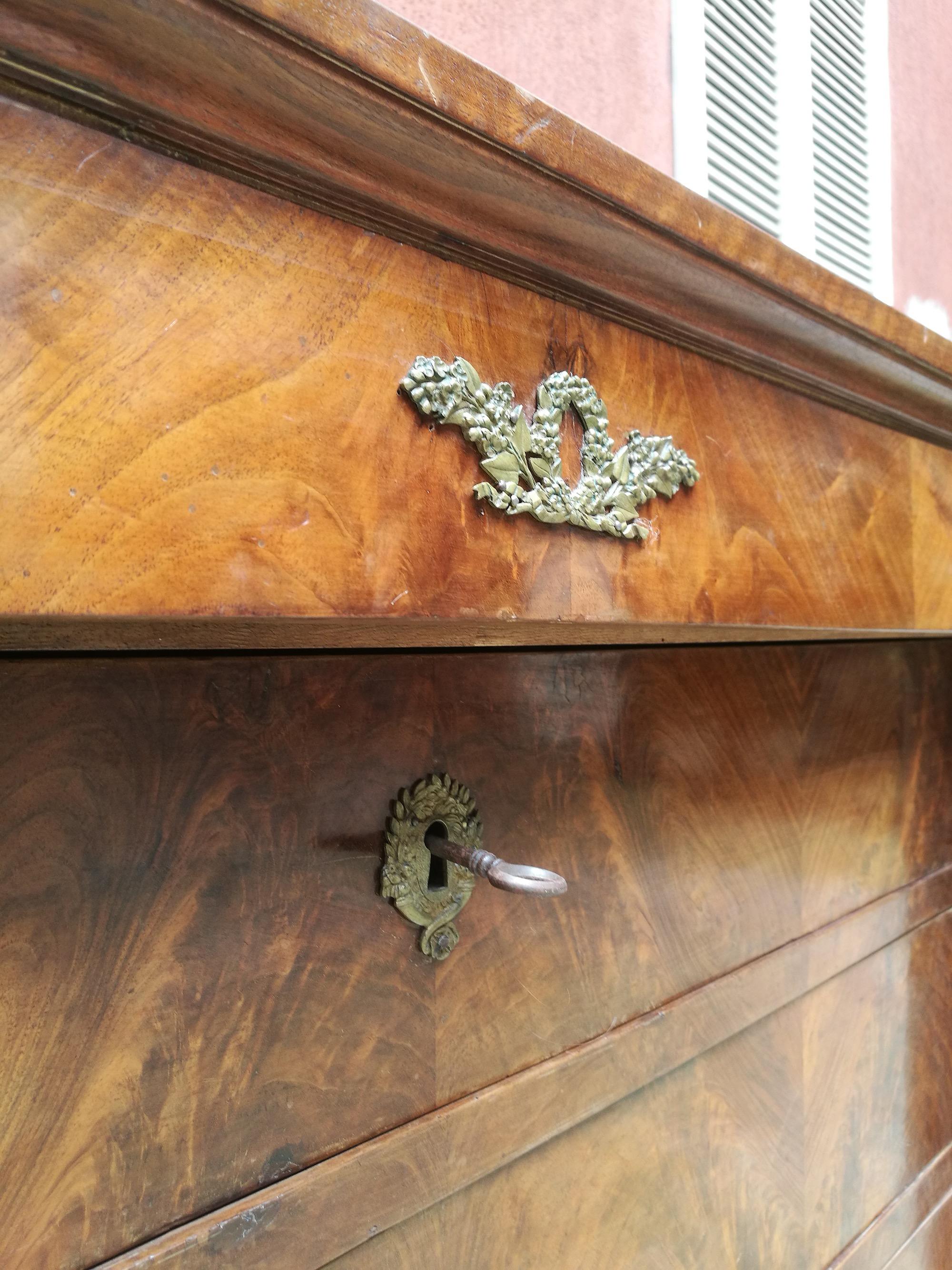 Bronze Commode italienne en bois ancien, années 1800