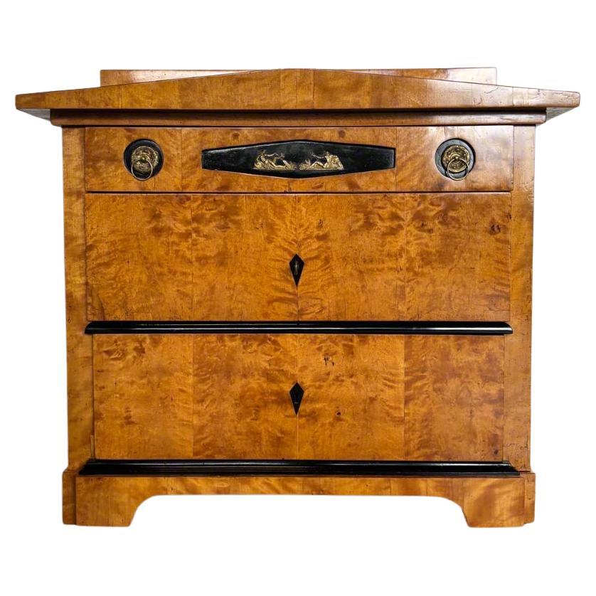 Antique chest of drawers  birch veneered  Empire around 1810