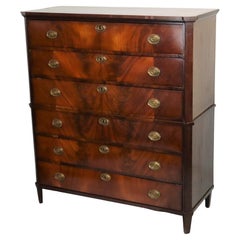 Antique Chest of Drawers Chiffonniere Flamed Mahogany on Oak 19th Century