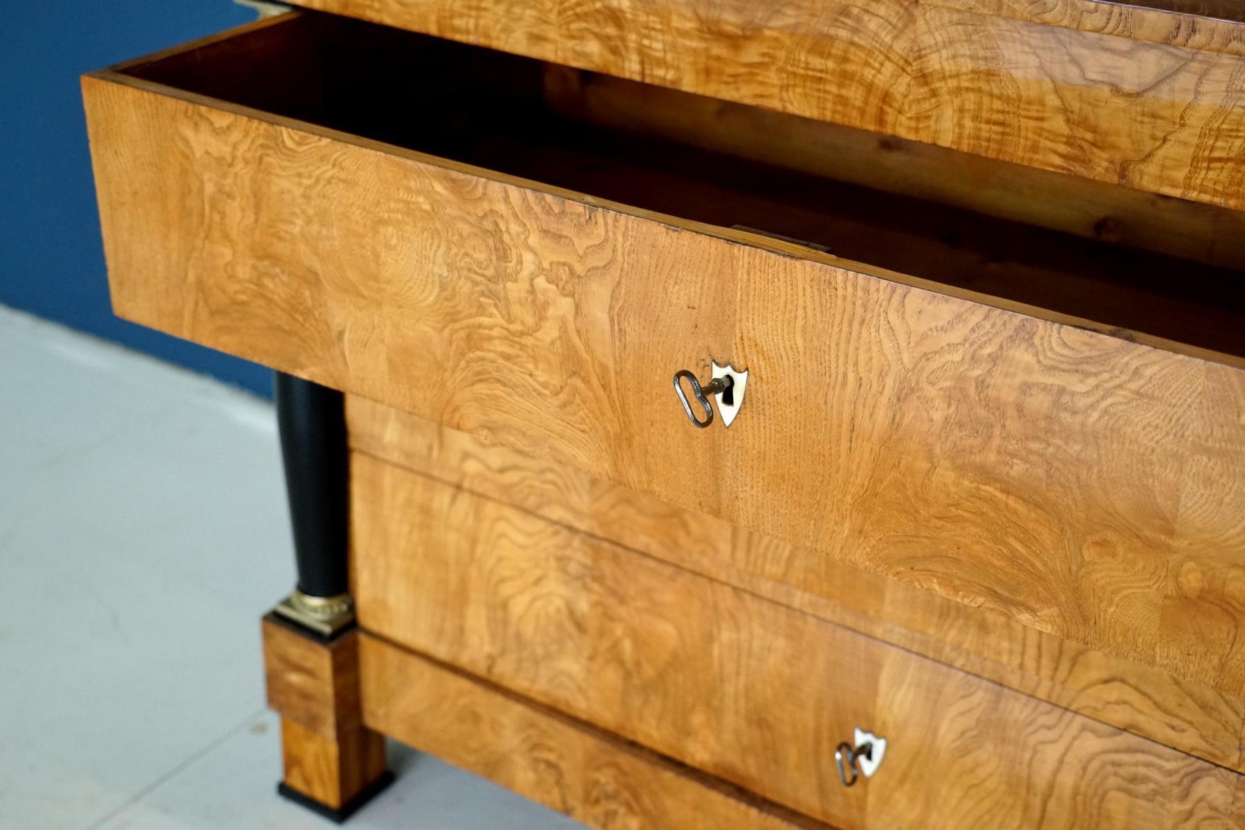 Wood Antique Chest of Drawers, circa 1815, German Biedermeier, Restored