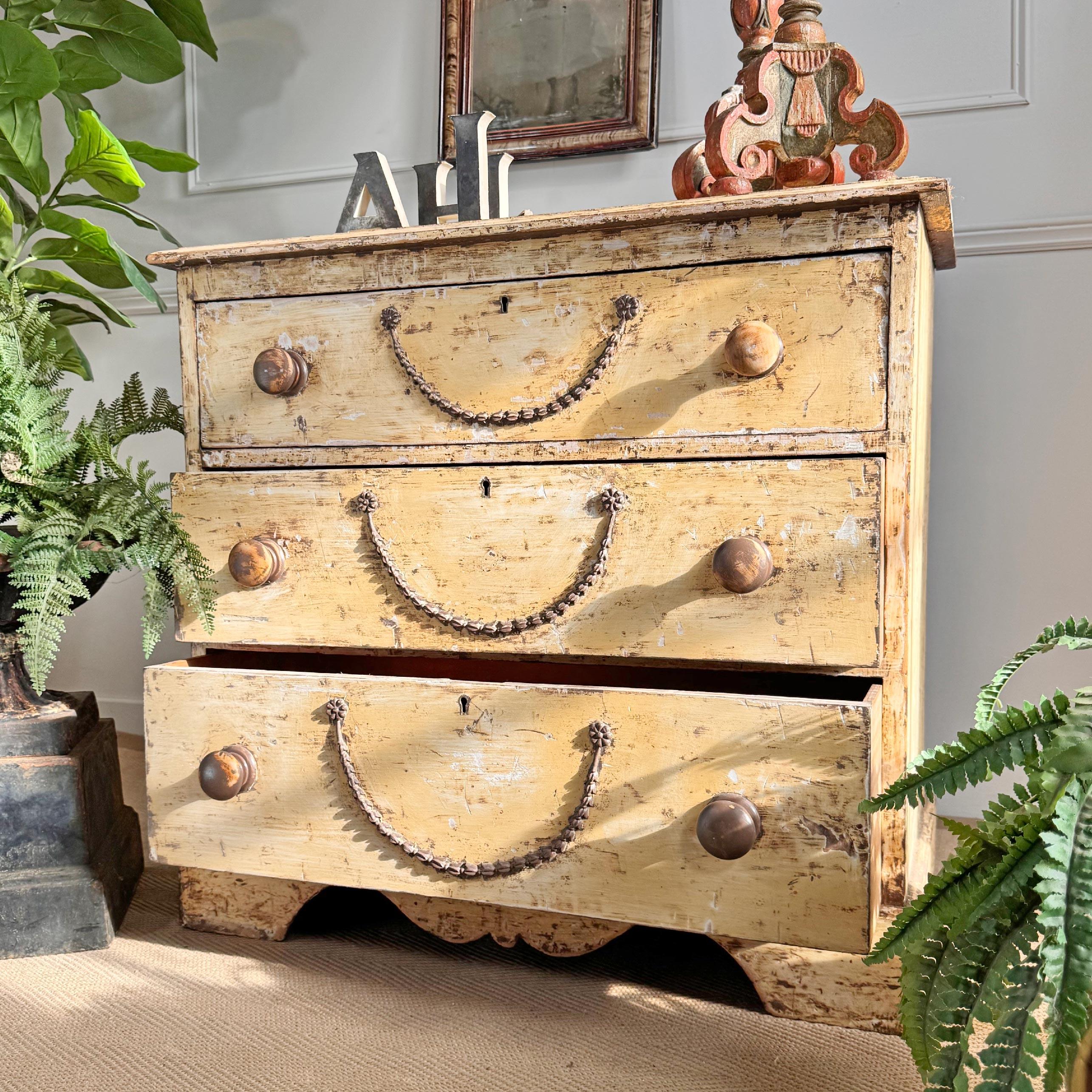 Hand-Crafted Antique Chest Of Drawers Circa 1900 For Sale