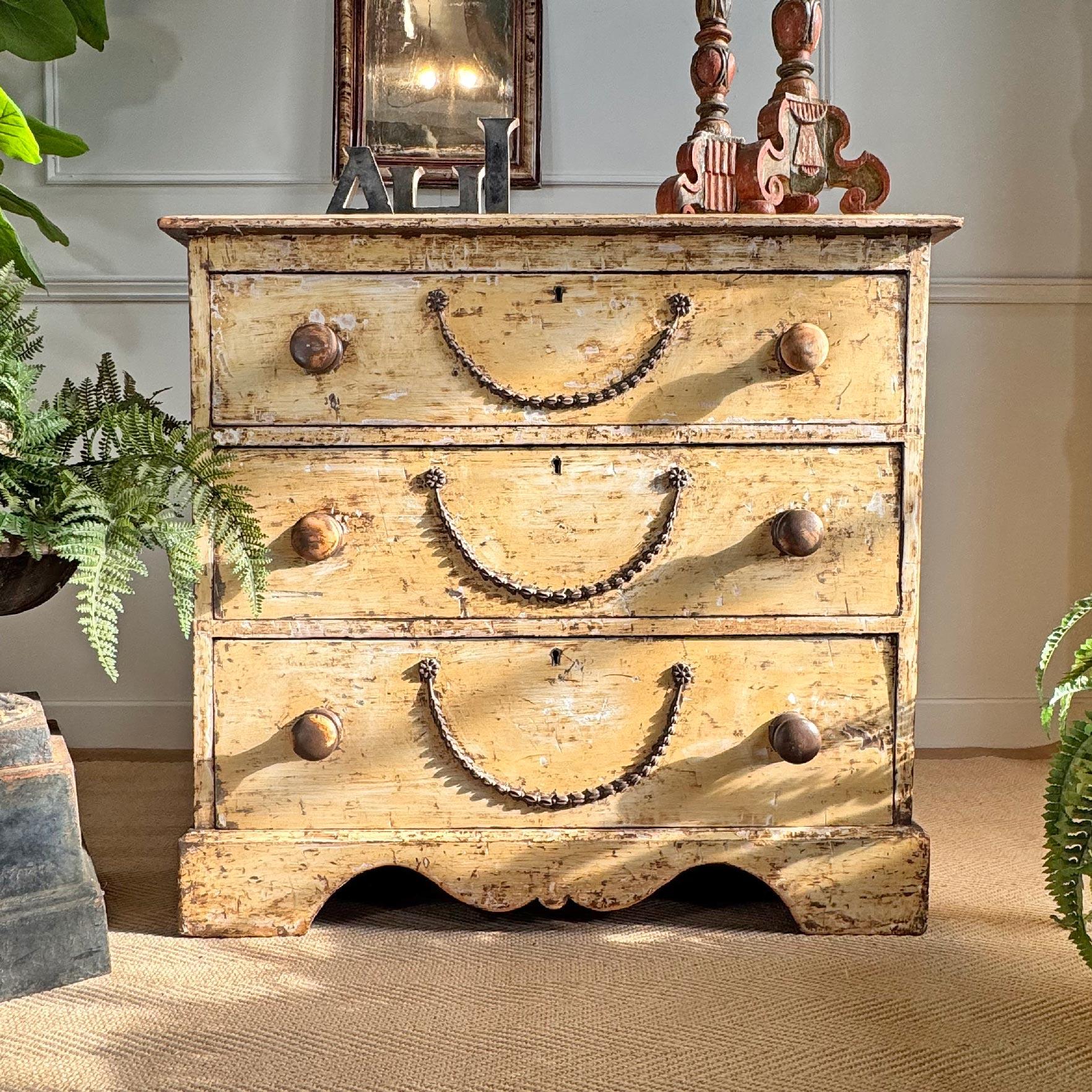 Pine Antique Chest Of Drawers Circa 1900 For Sale