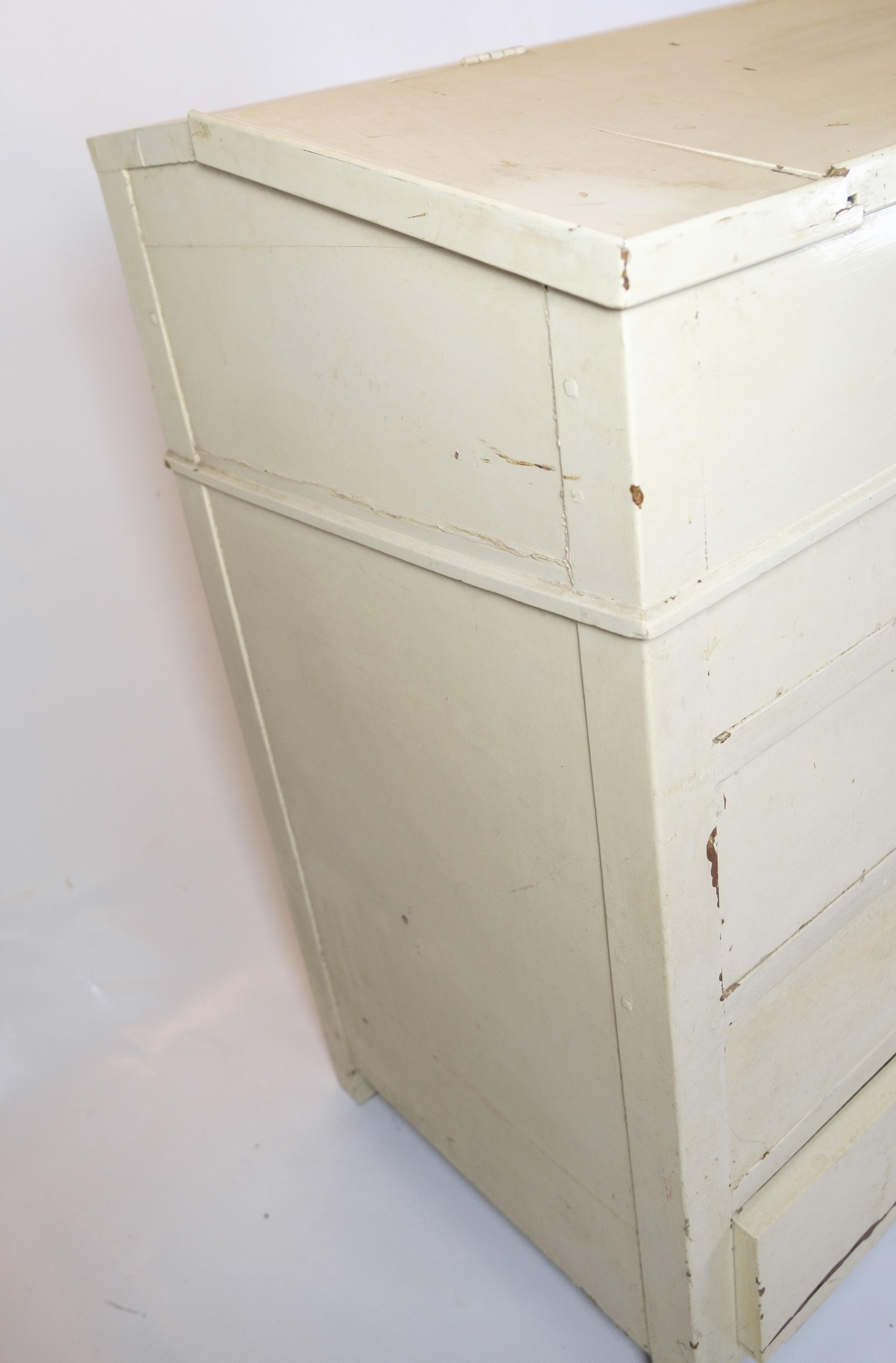 Late 19th Century Antique Chest Of Drawers/Desk Painted White From 1890s For Sale