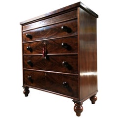 Antique Chest of Drawers Dresser Mahogany Flame Fronted Victorian, 19th Century