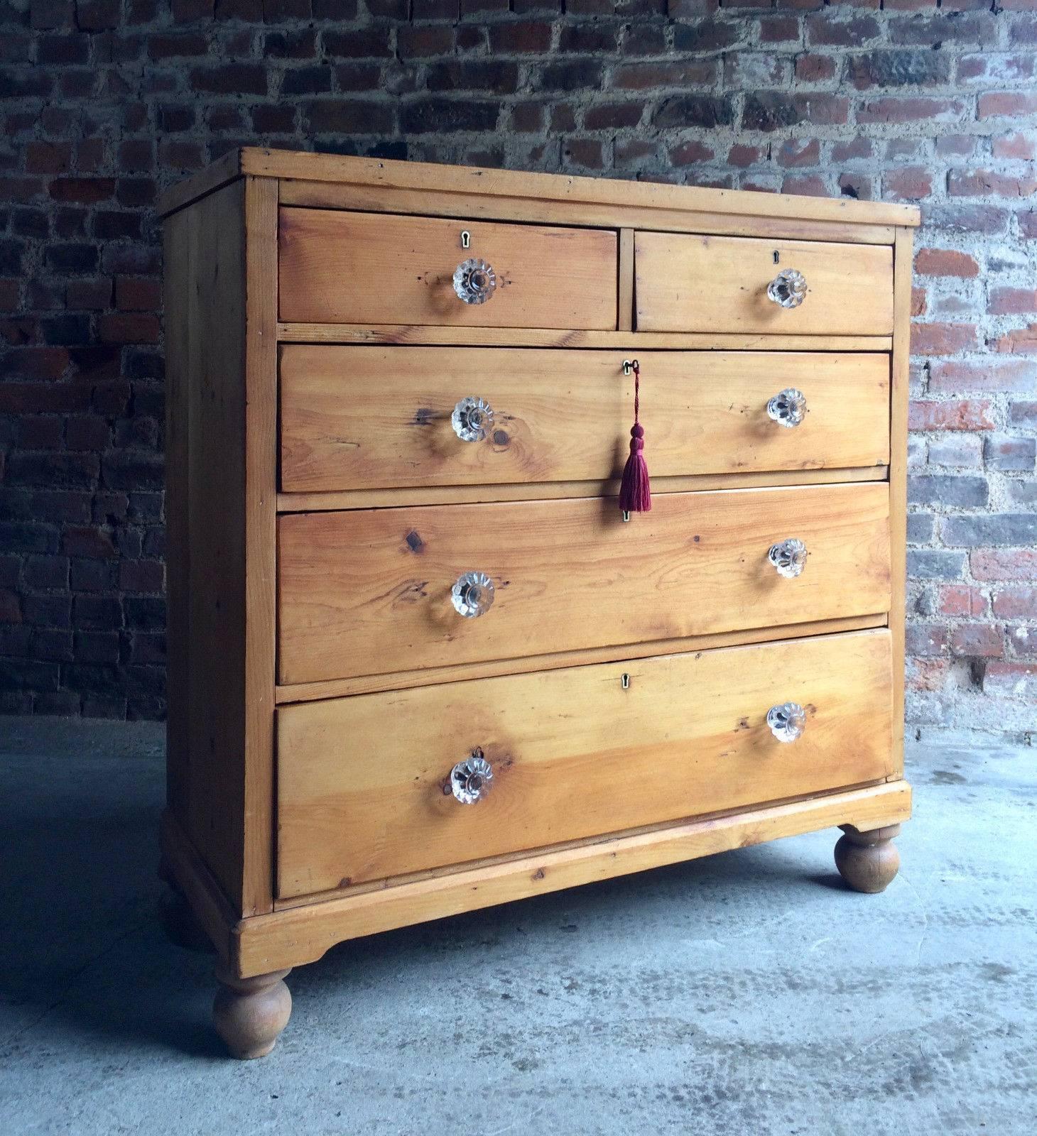 Antique Chest of Drawers Dresser Pine Victorian, 19th Century, circa 1850 1