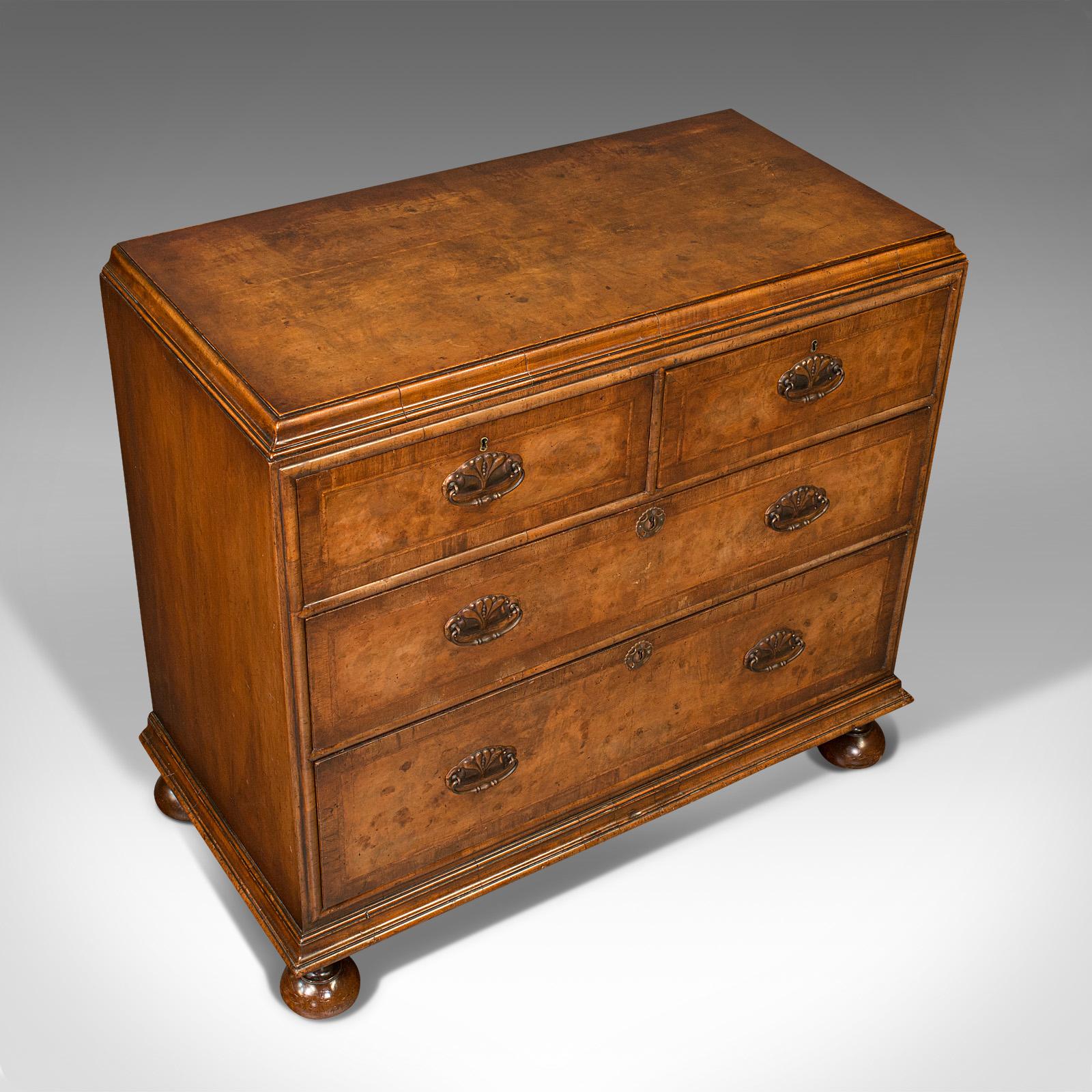 19th Century Antique Chest of Drawers, English, Walnut, Bedroom, Georgian Revival, Victorian