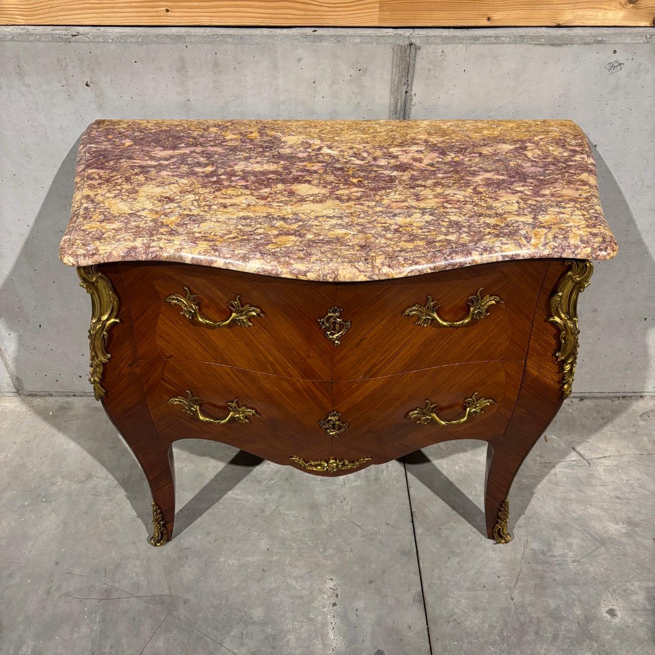 Antique chest of drawers  France around 1900  Ornate brass fittings For Sale 3