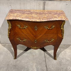 Antique chest of drawers  France around 1900  Ornate brass fittings