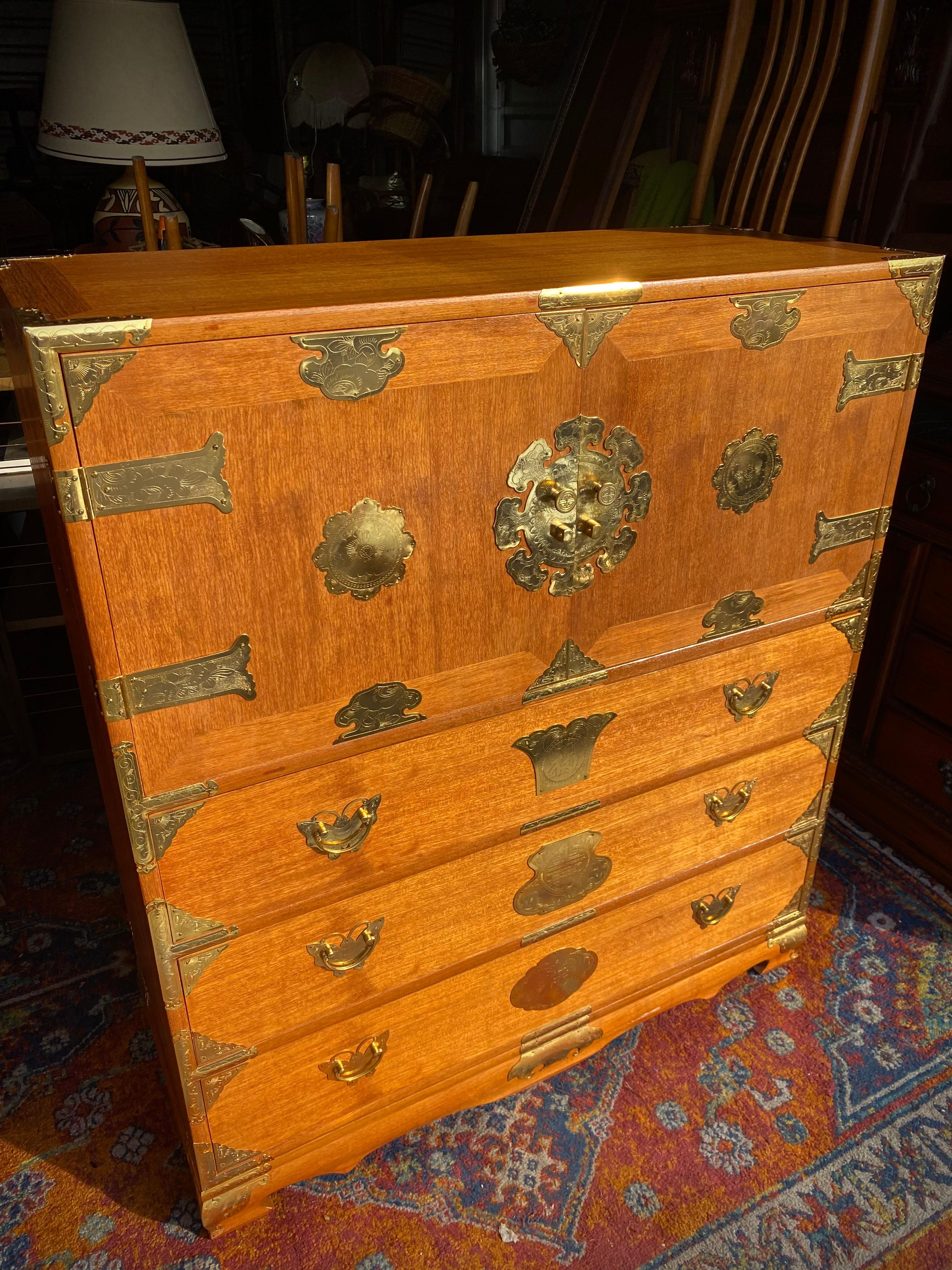 Antique Chest of Drawers Korean Tansu Butterfly Storage Dresser Asian Chinoiseri 5