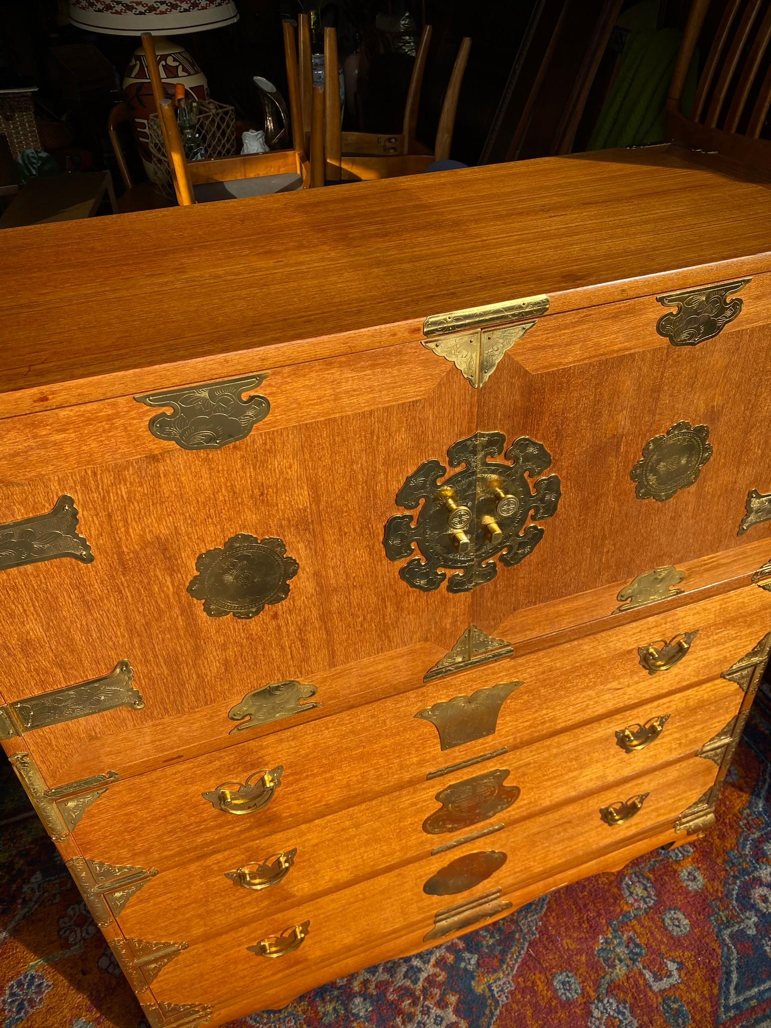 Antique Chest of Drawers Korean Tansu Butterfly Storage Dresser Asian Chinoiseri 6