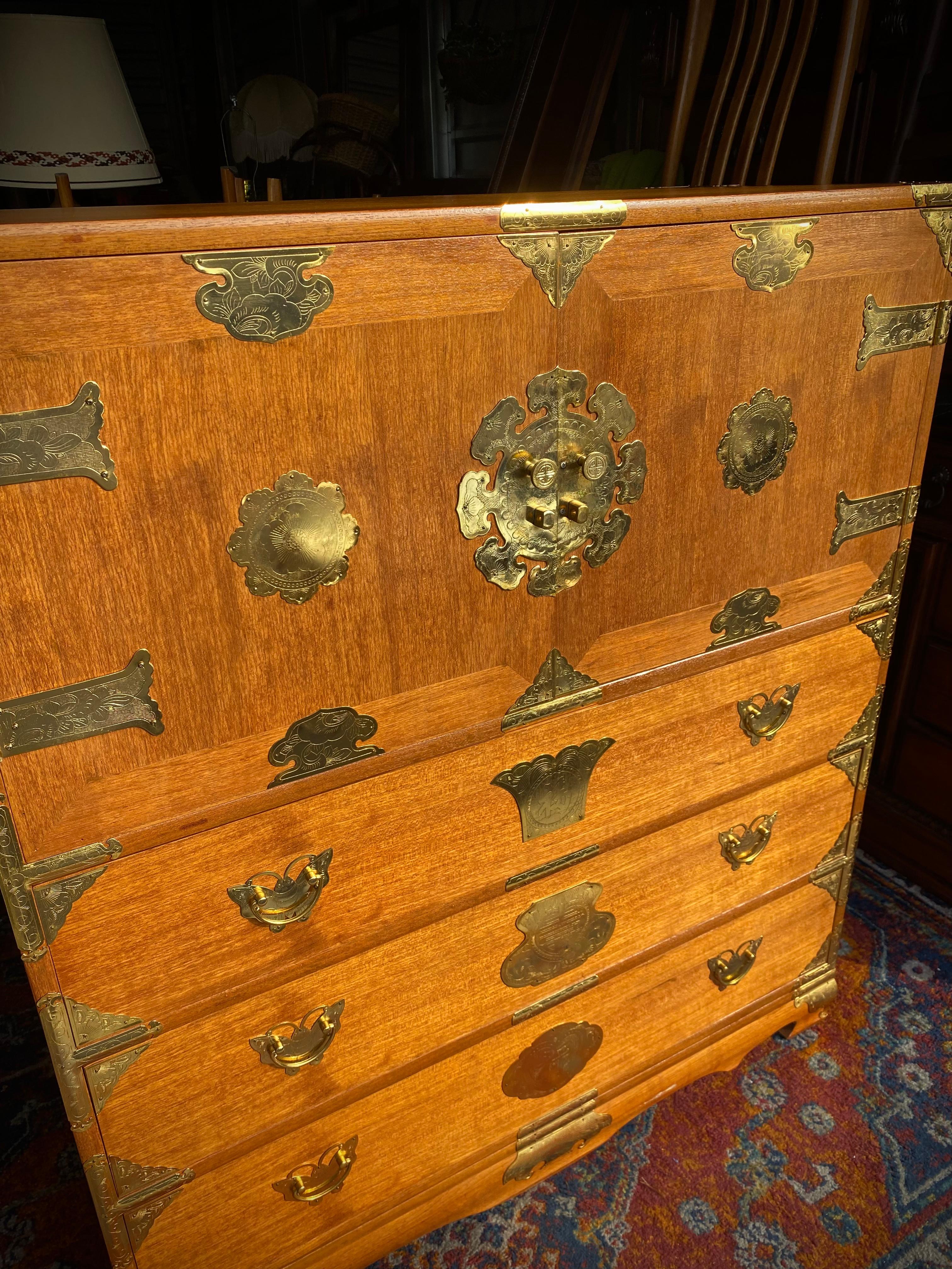 Antique Chest of Drawers Korean Tansu Butterfly Storage Dresser Asian Chinoiseri 9
