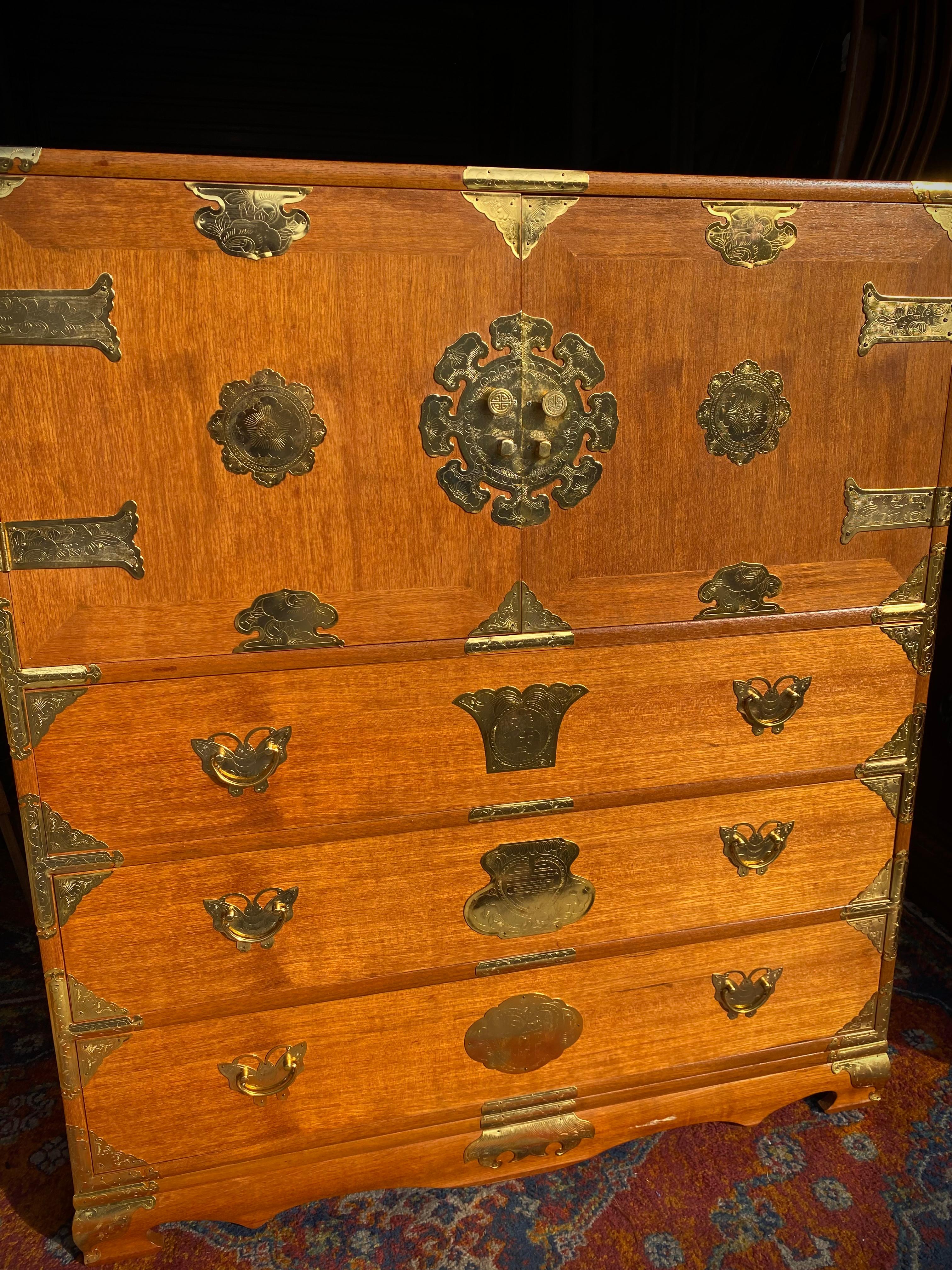 Antique Chest of Drawers Korean Tansu Butterfly Storage Dresser Asian Chinoiseri 12