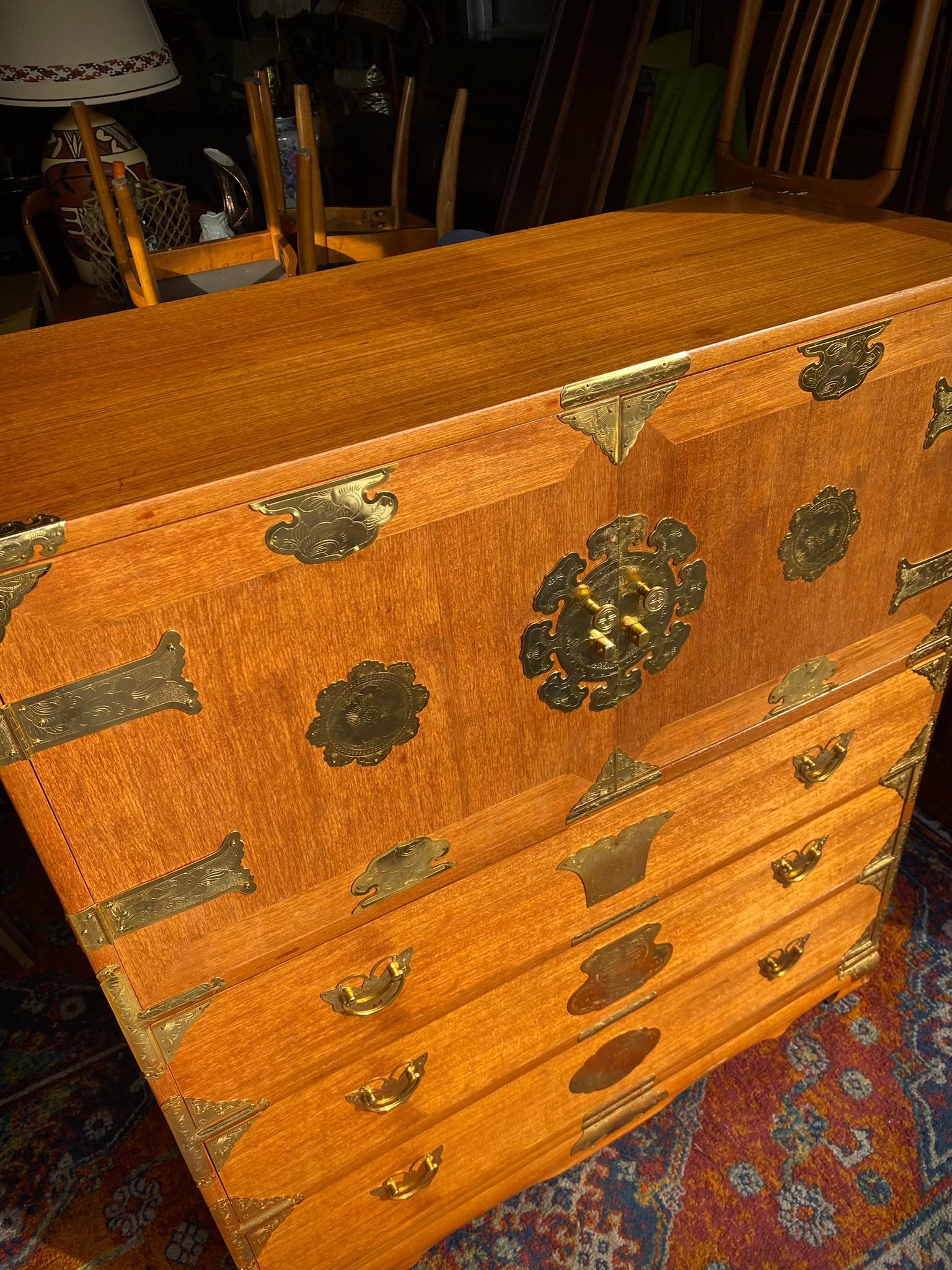 Antique Chest of Drawers Korean Tansu Butterfly Storage Dresser Asian Chinoiseri 2
