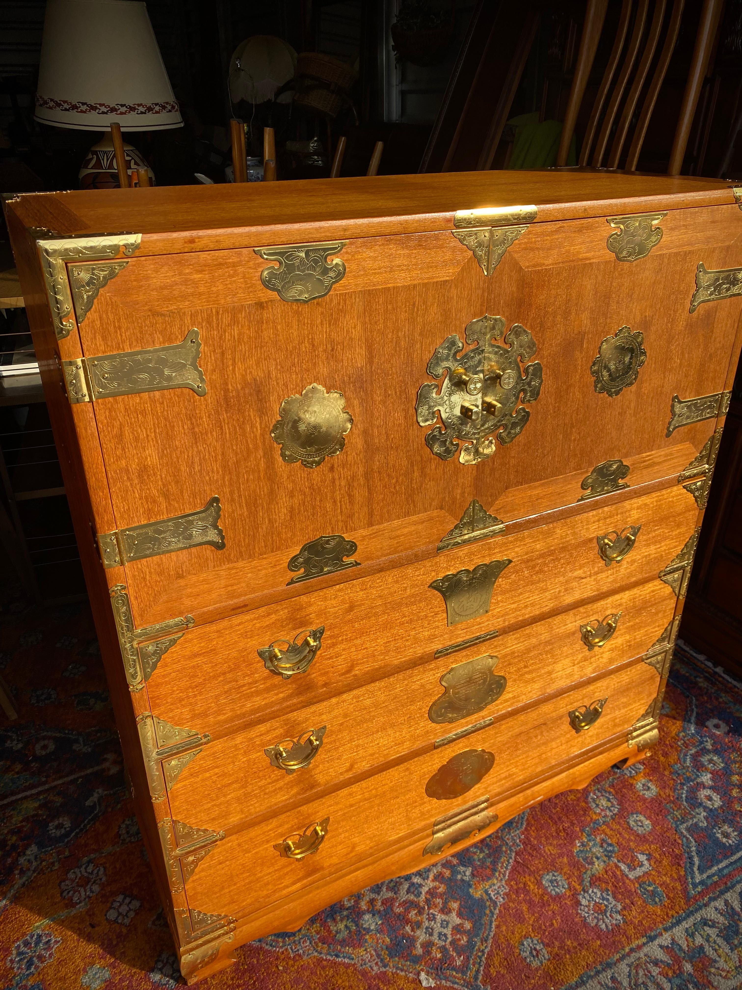 Antique Chest of Drawers Korean Tansu Butterfly Storage Dresser Asian Chinoiseri 4