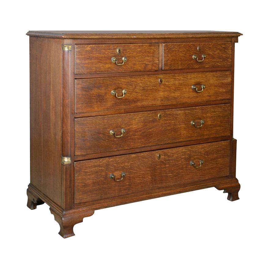Antique Chest of Drawers, Oak, English, Georgian, Tallboy, 18th Century For Sale