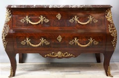 Antique Chest of Drawers Regency Amboine and Mahogany with Red Marble Tray
