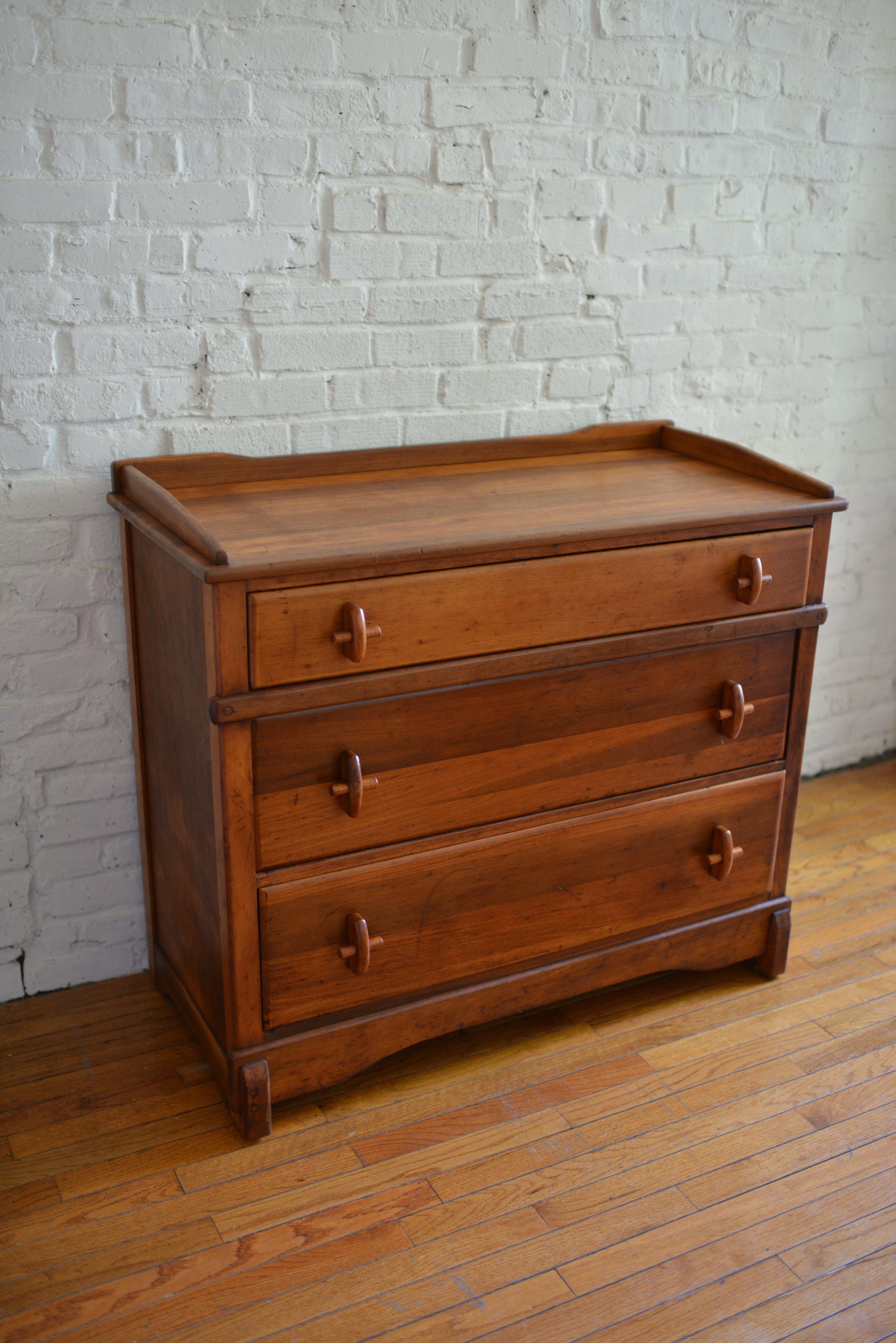 Wood Antique Chest of Drawers with Cross Handle Pulls