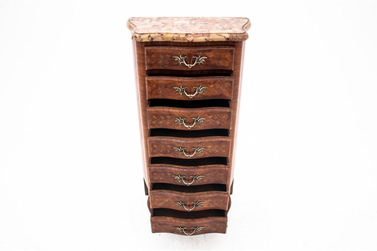 Marble Antique Chest of Drawers with Intarsia, France, Early 20th Century