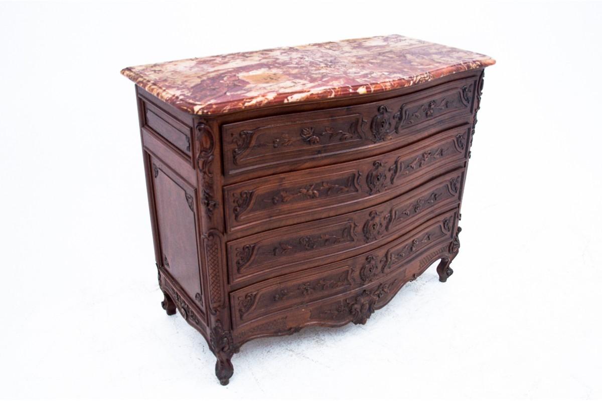 Antique Chest of Drawers with Marble Top, France, circa 1890 For Sale 4