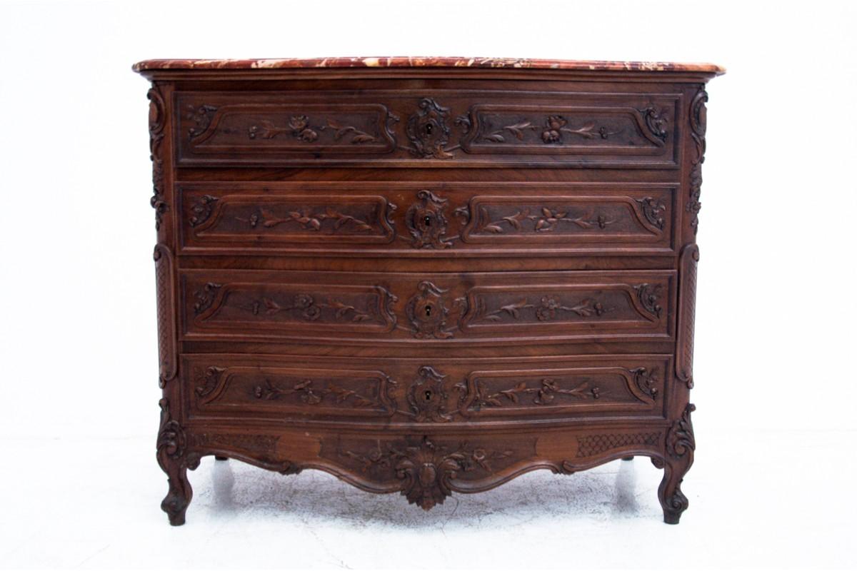 Antique Chest of Drawers with Marble Top, France, circa 1890 For Sale 5