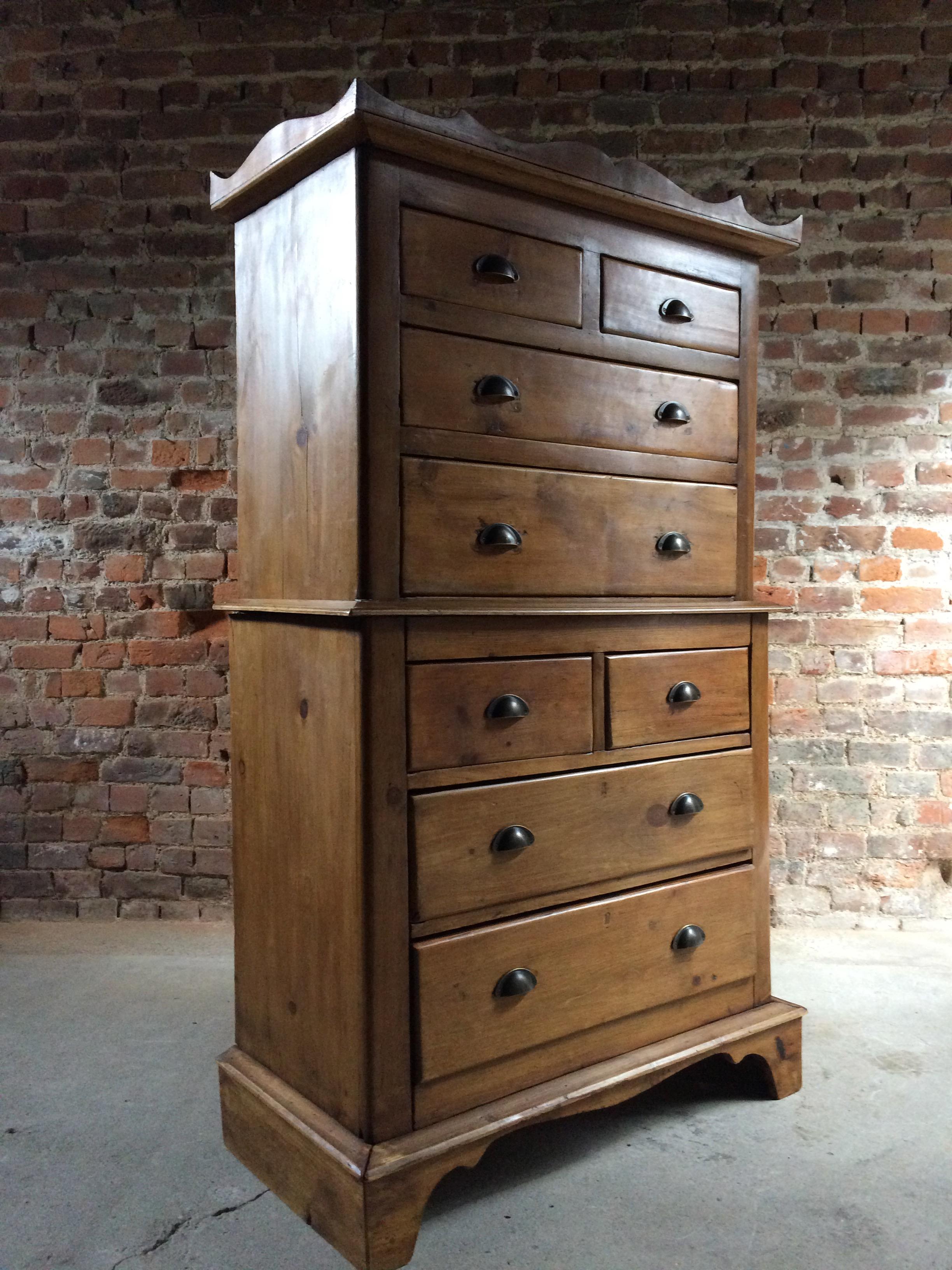 Antique Chest On Chest Tallboy Chest Of Drawers Waxed Pine