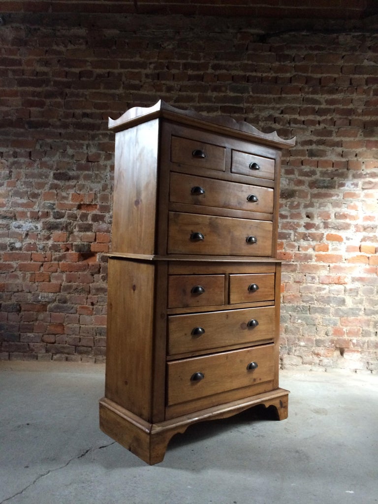 Antique Chest On Chest Tallboy Chest Of Drawers Waxed Pine