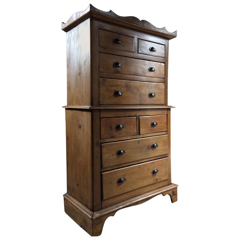 Antique Chest On Chest Tallboy Chest Of Drawers Waxed Pine