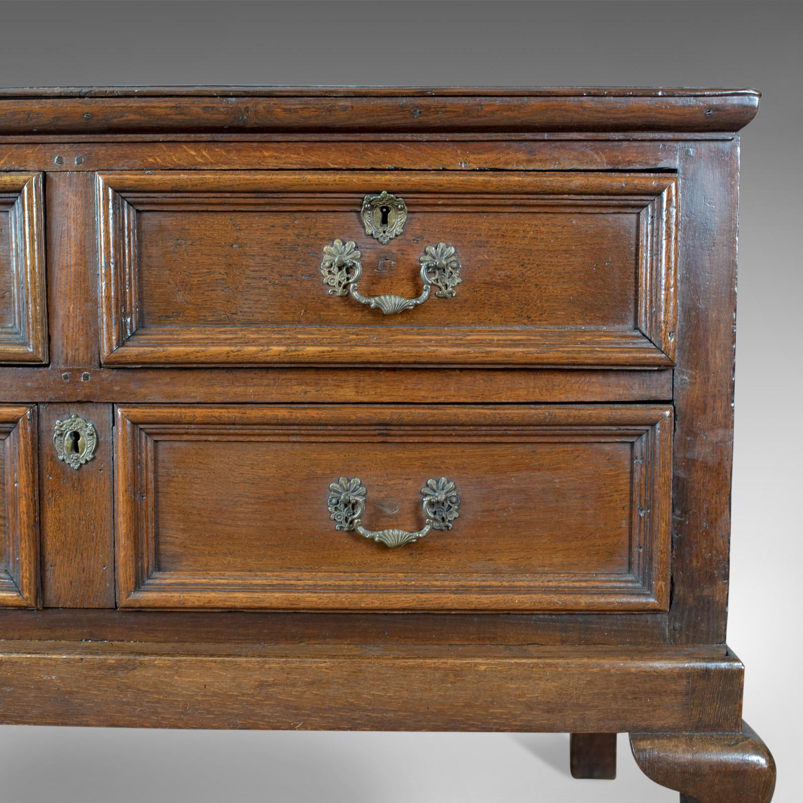 Antique Chest on Stand, English, Georgian, Oak, Chest of Drawers, circa 1720 For Sale 6