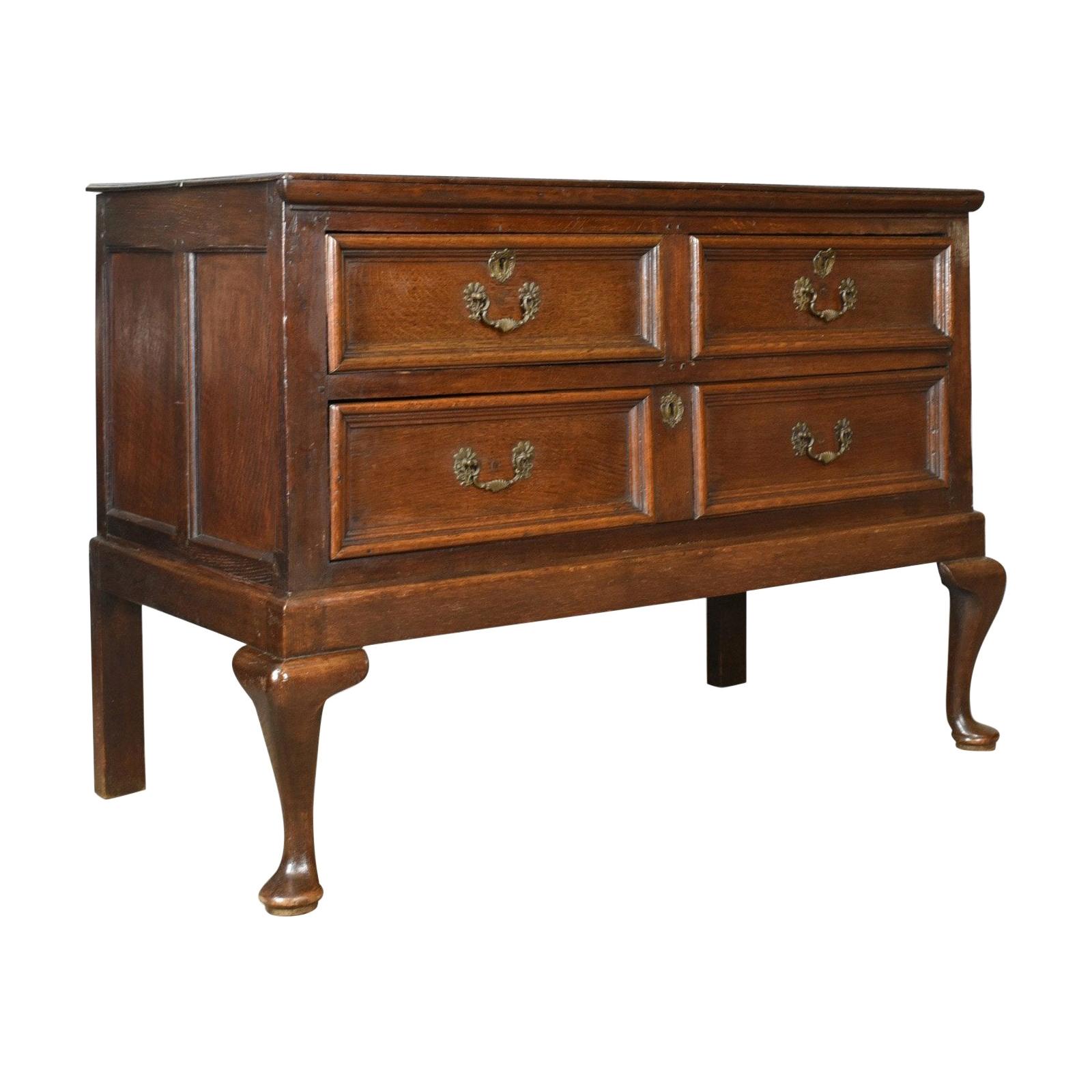 Antique Chest on Stand, English, Georgian, Oak, Chest of Drawers, circa 1720 For Sale