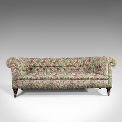 Antique Chesterfield Sofa, English, Textile, Mahogany, Couch, Seats 2 to 3