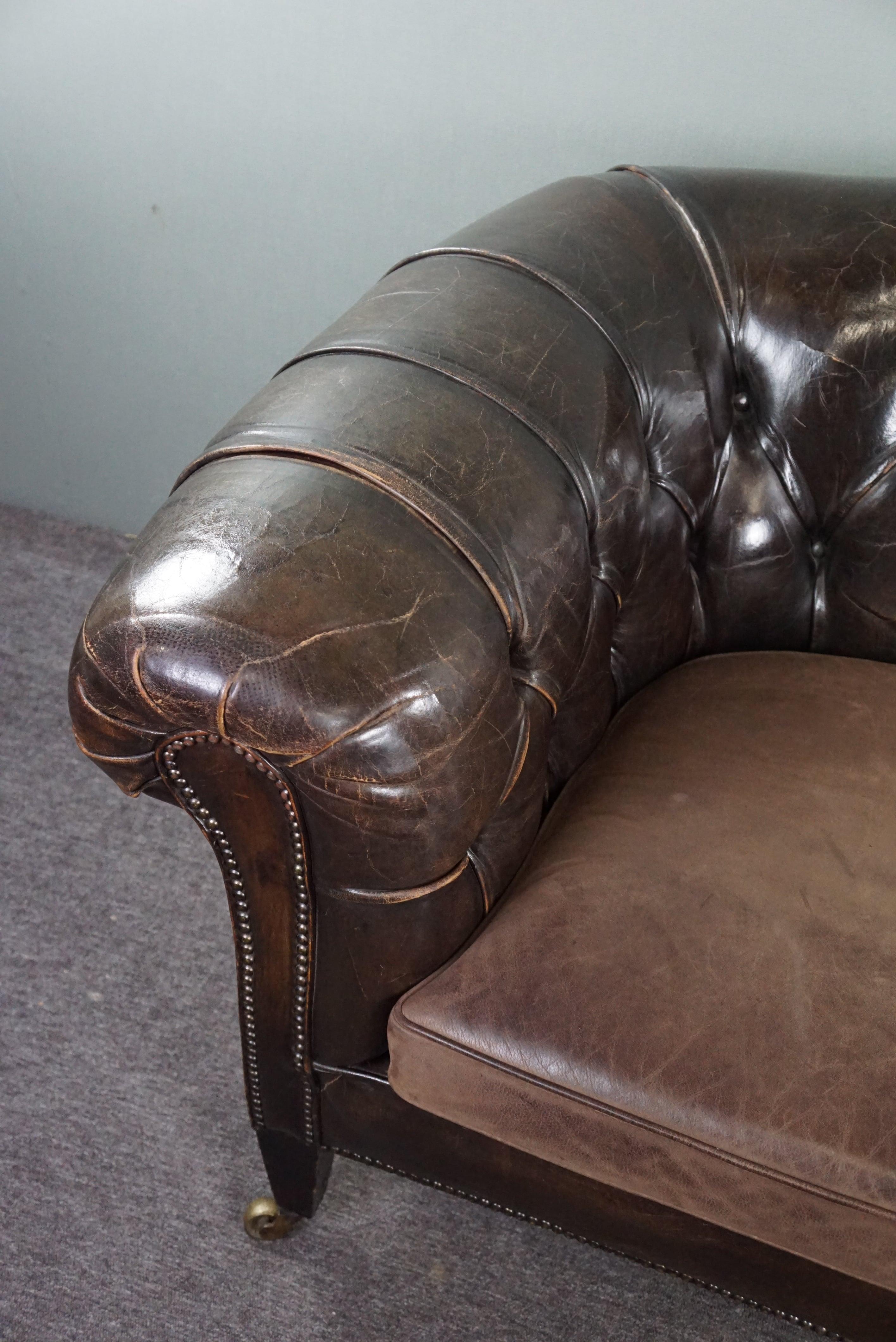 Antique Chesterfield Sofa Full of Allure, 2.5 Seater For Sale 5