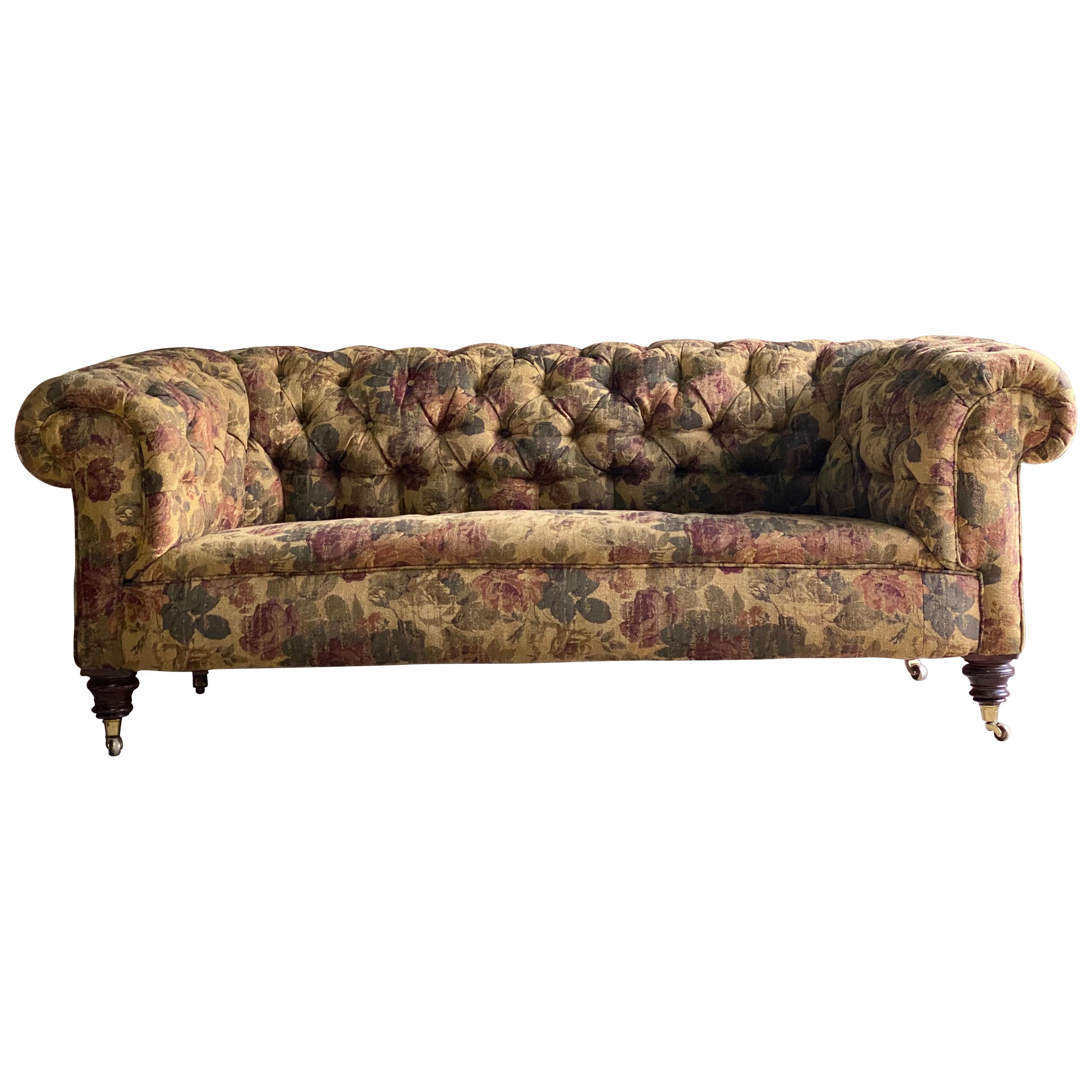 Antique Chesterfield Sofa Settee Button-Back Three-Seat Victorian, circa 1890