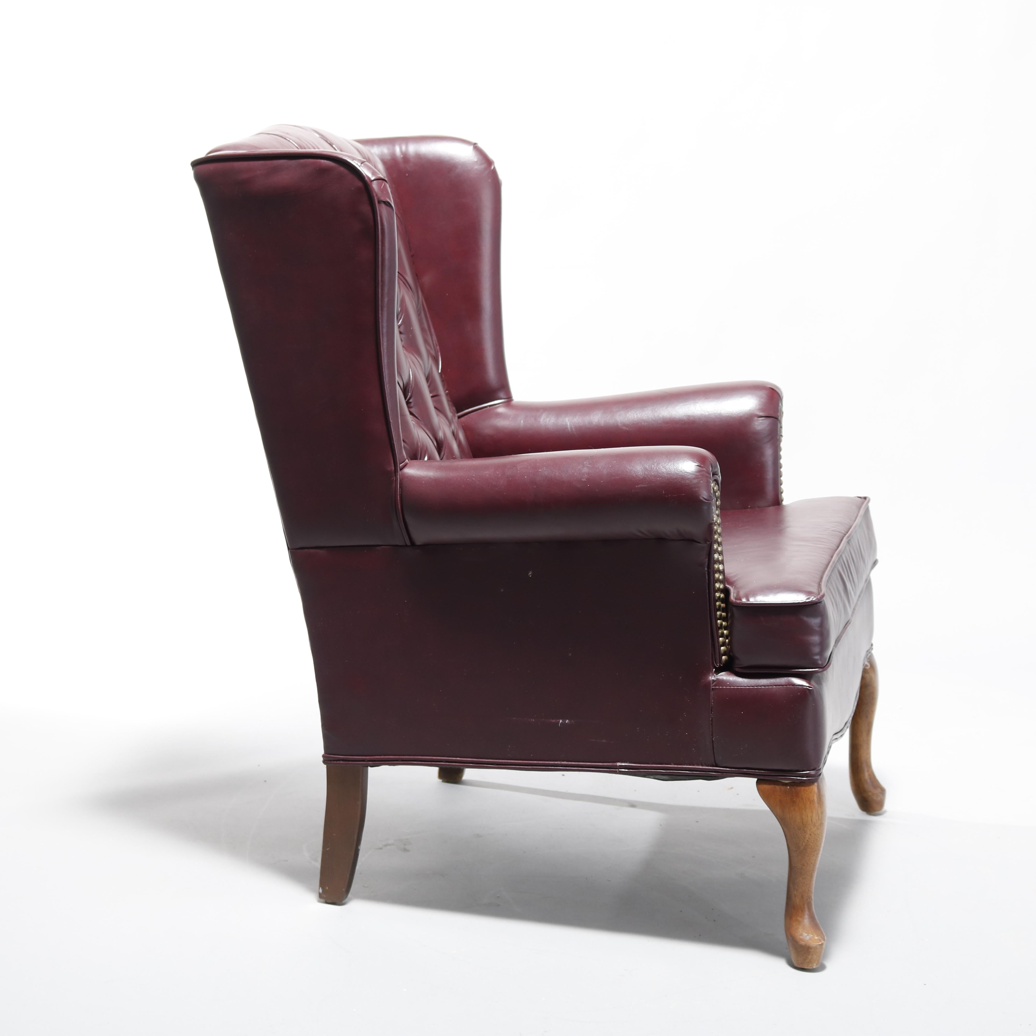 Antique Chesterfield Tufted Leather Wing Back Chair, 20th C 5