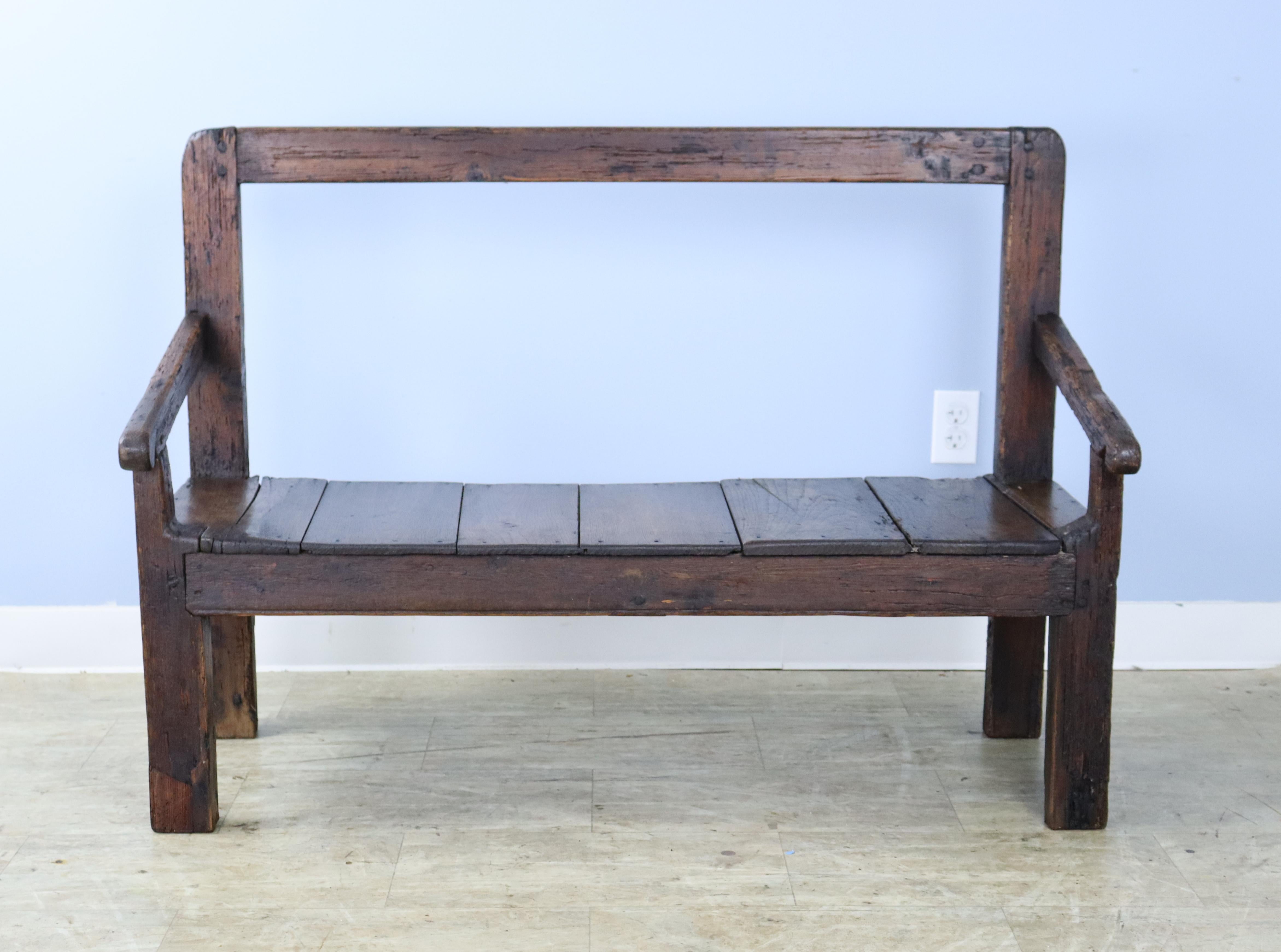 French Antique Chestnut and Pine Seat For Sale
