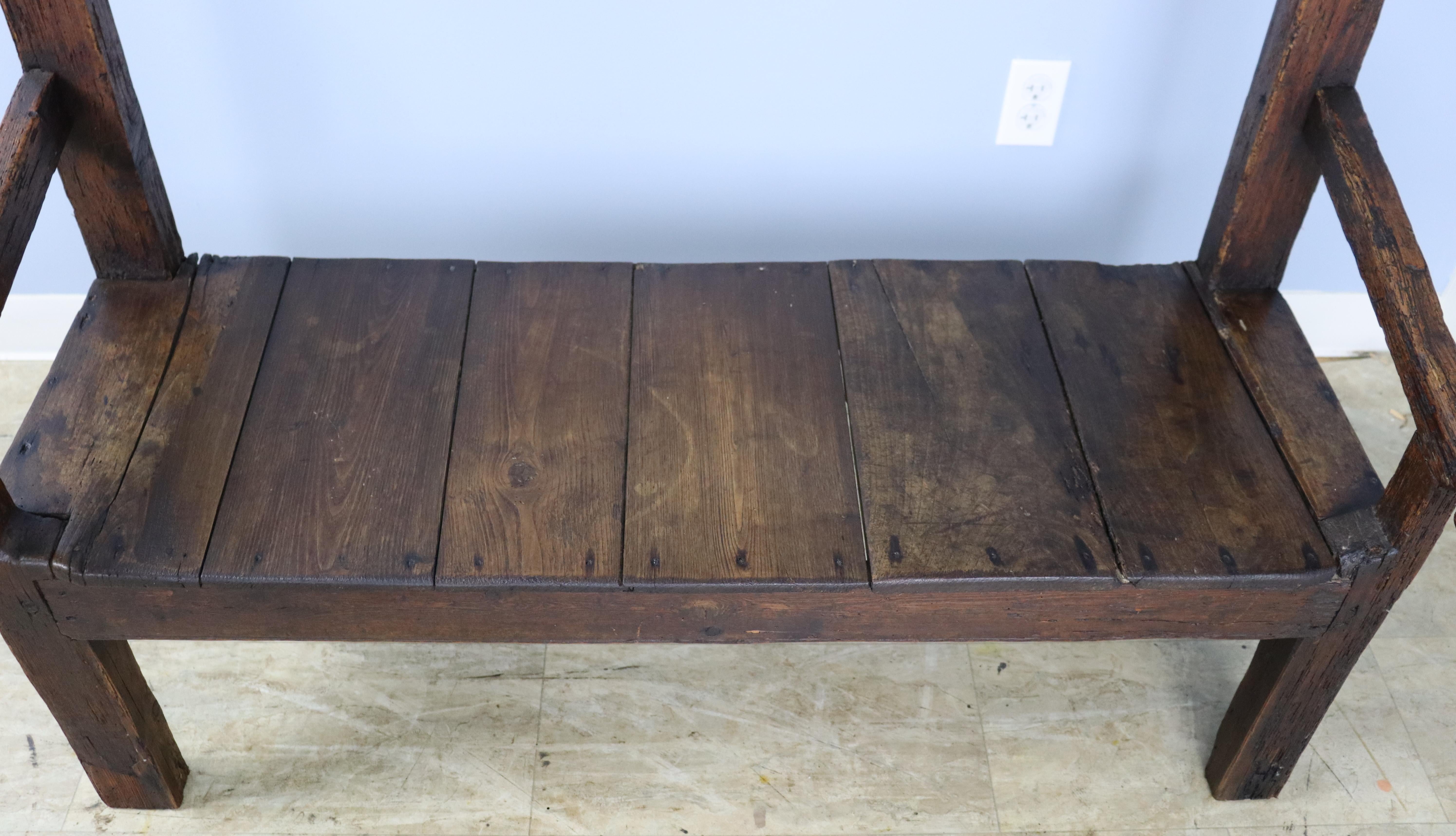 Antique Chestnut and Pine Seat For Sale 2