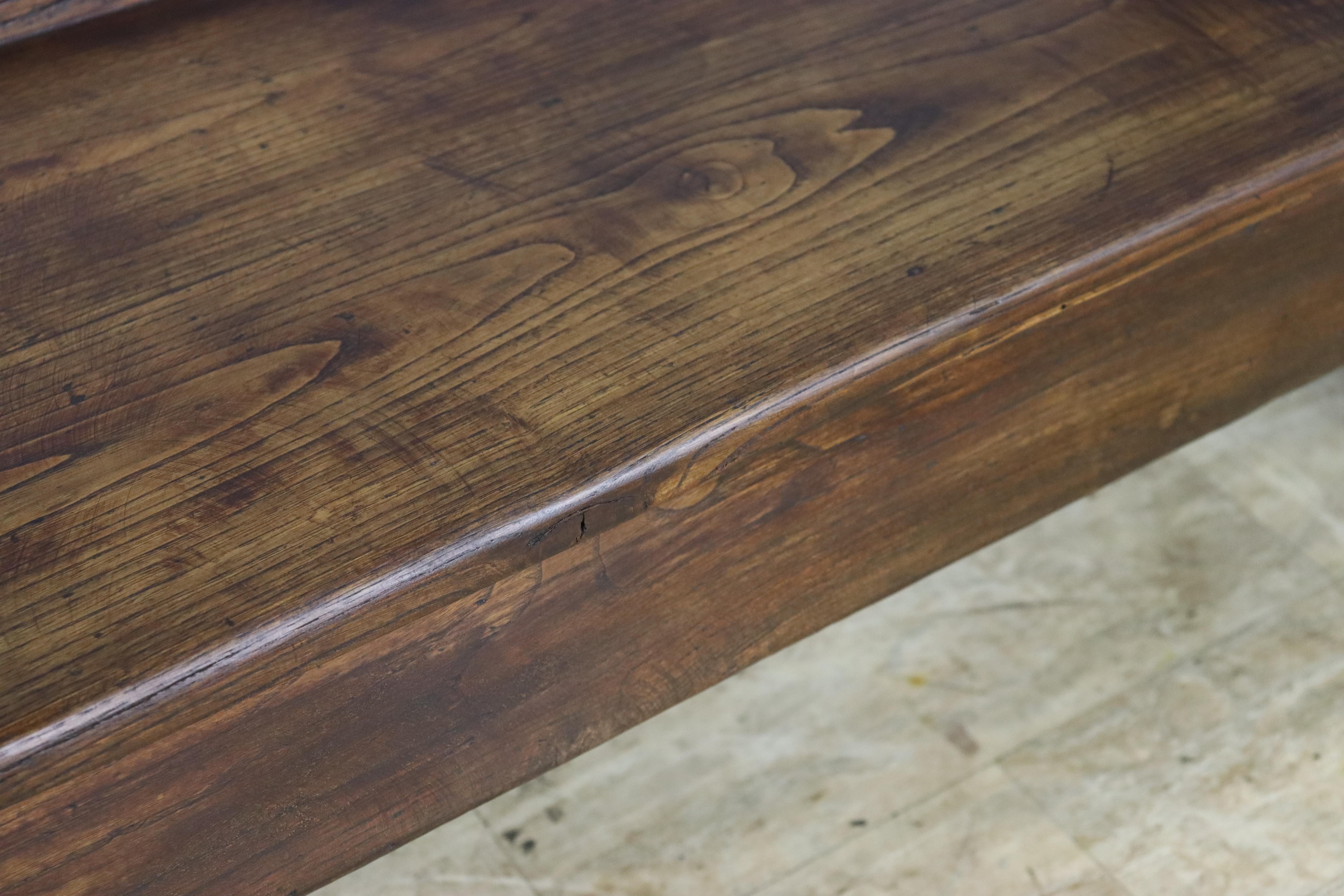 Antique Chestnut Bench with One Drawer 2