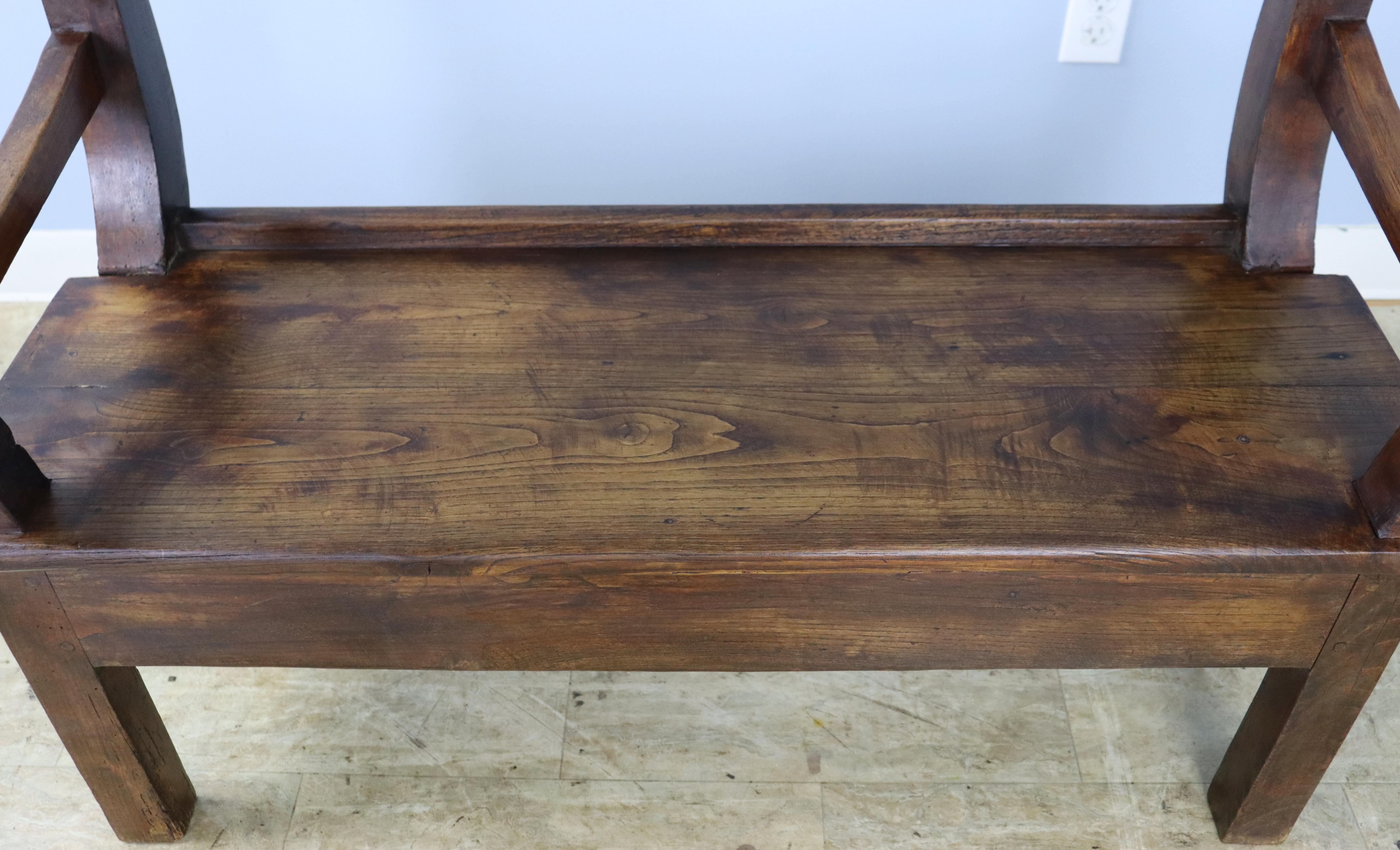 Antique Chestnut Bench with One Drawer 3