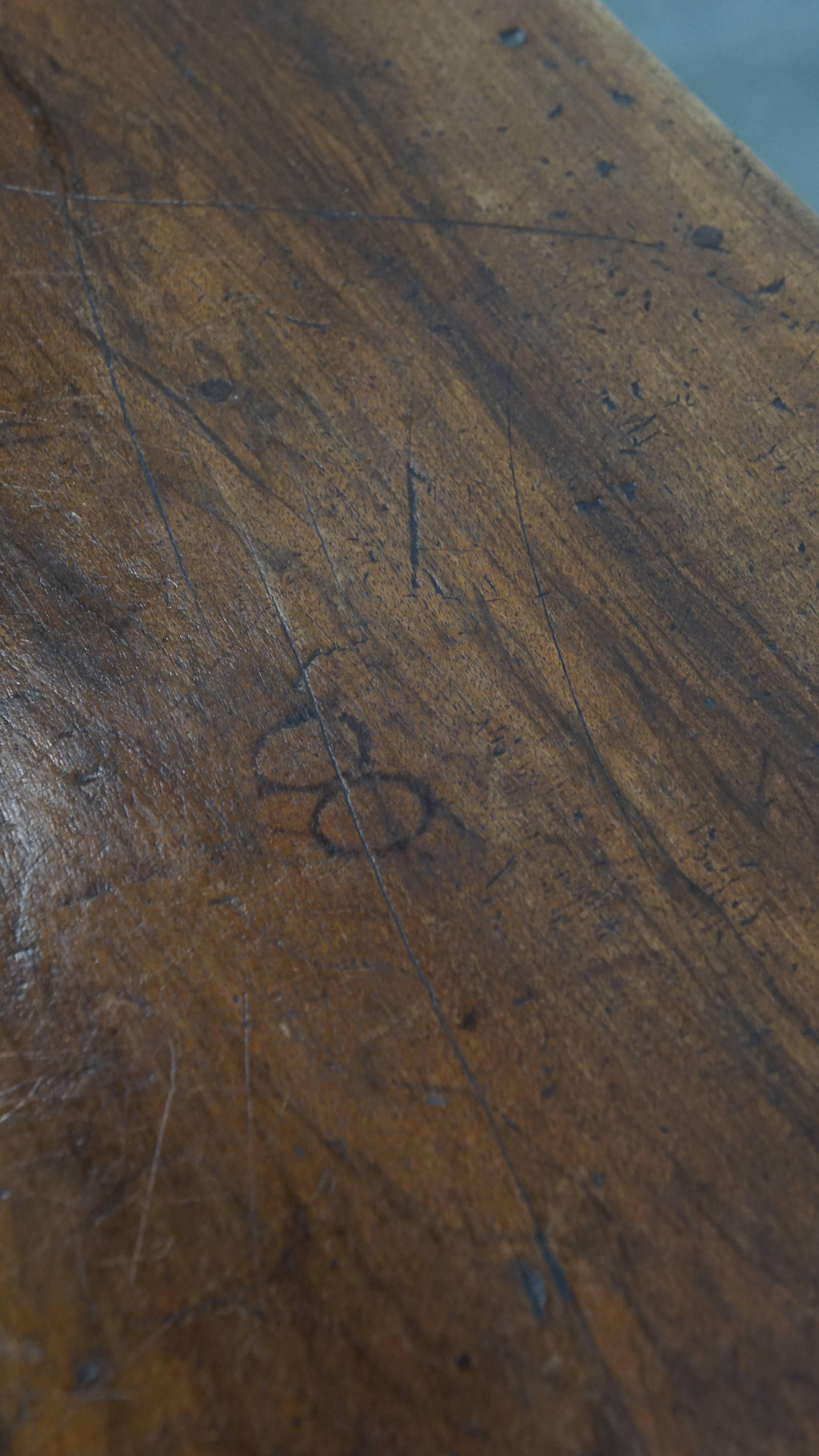 Antique Chestnut Coffee Table from the 18th Century with a One-Piece Top For Sale 8